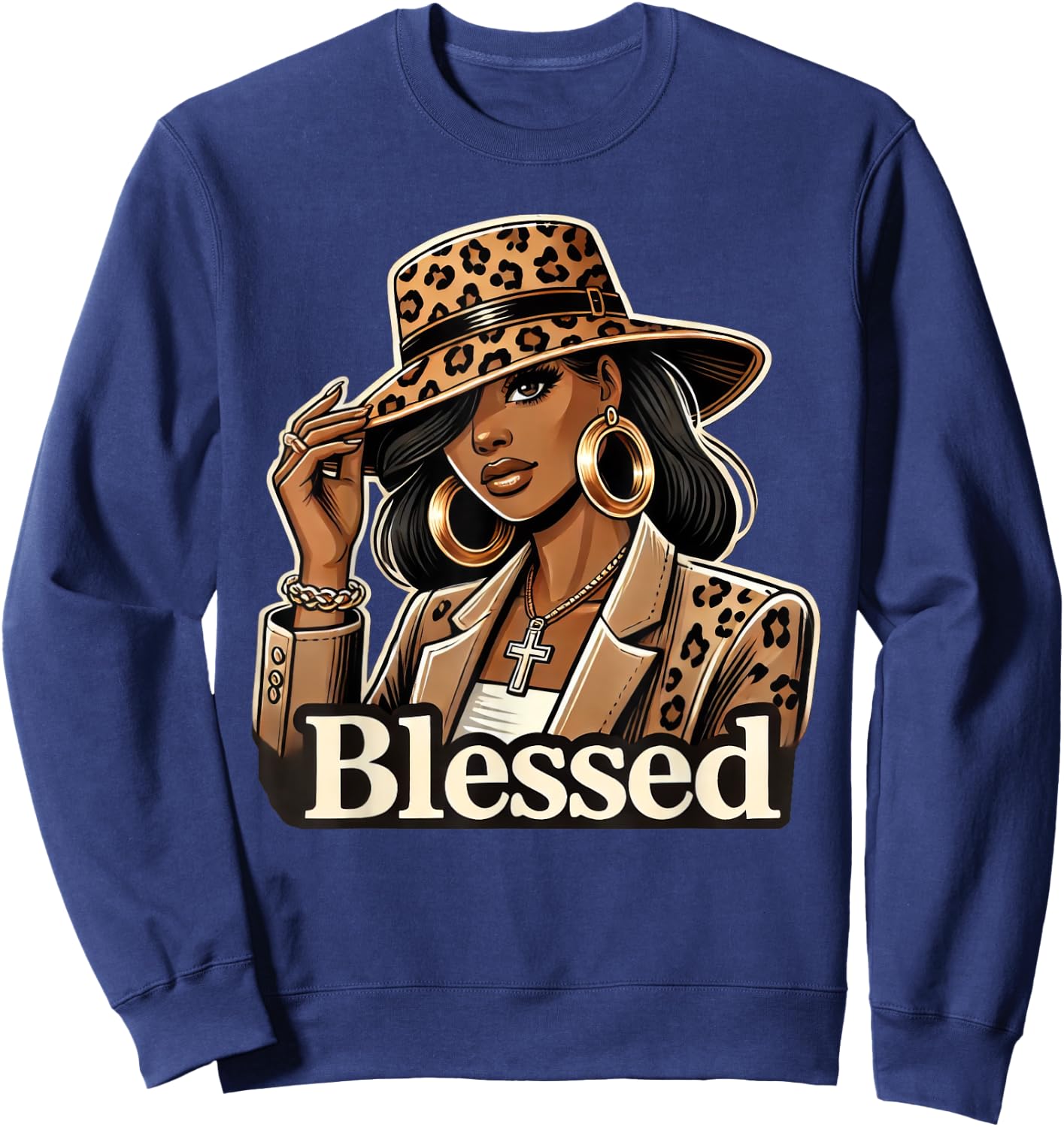 Blessed Black Cowgirl Western Swag African Christian Woman Sweatshirt - Sweatshirt | Navy