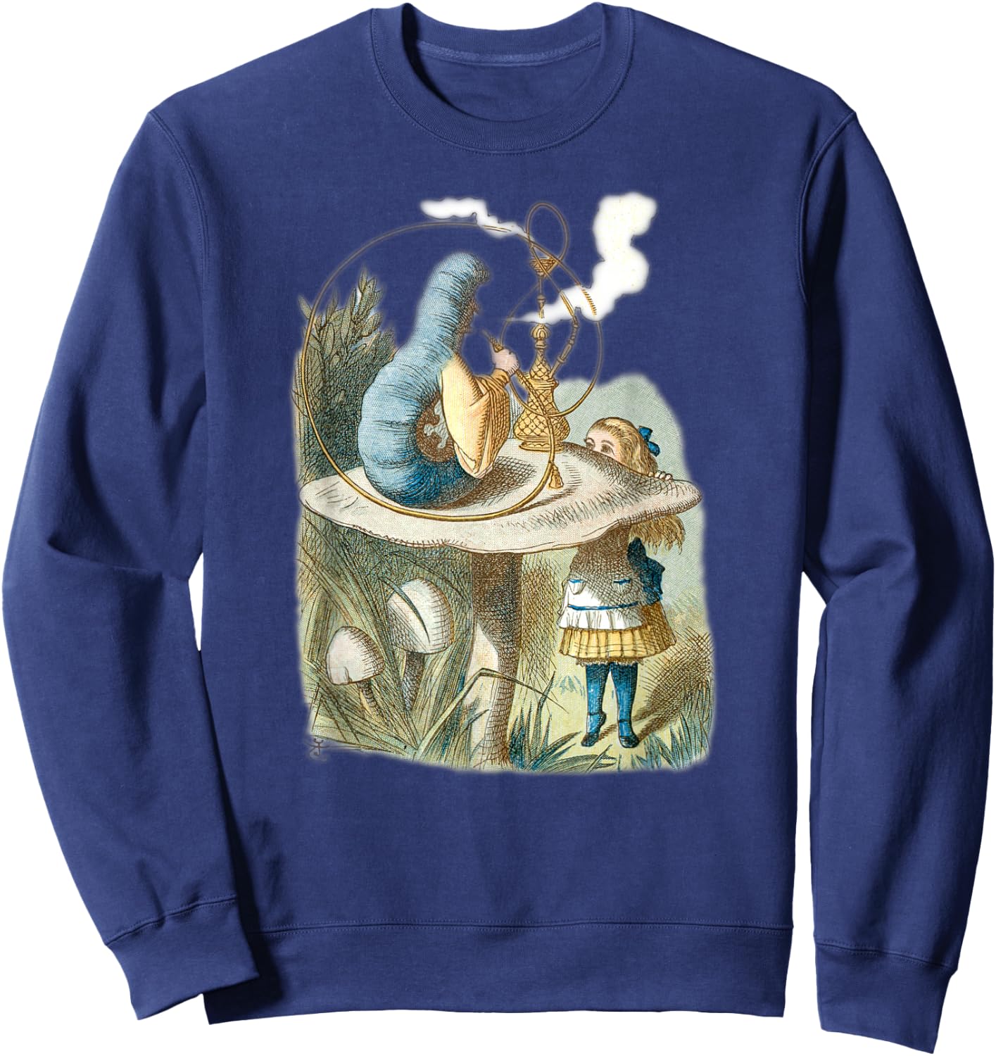 Smoking Blue Caterpillar - Alice in Wonderland Sweatshirt - Sweatshirt | Navy