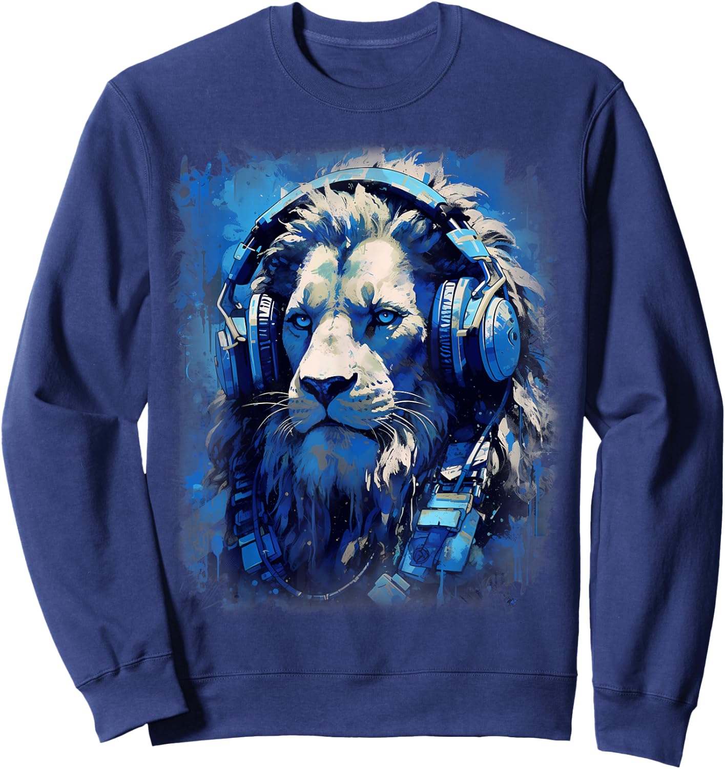 Rave EDM Lion Headphone Sweatshirt - Sweatshirt | Navy
