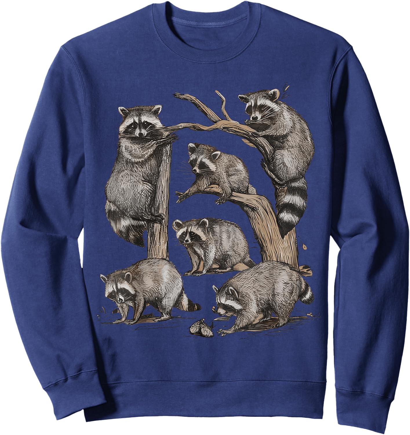 Racoon Portrait Sketch Wild Trash Panda Cute Raccoon Sweatshirt - Sweatshirt | Navy