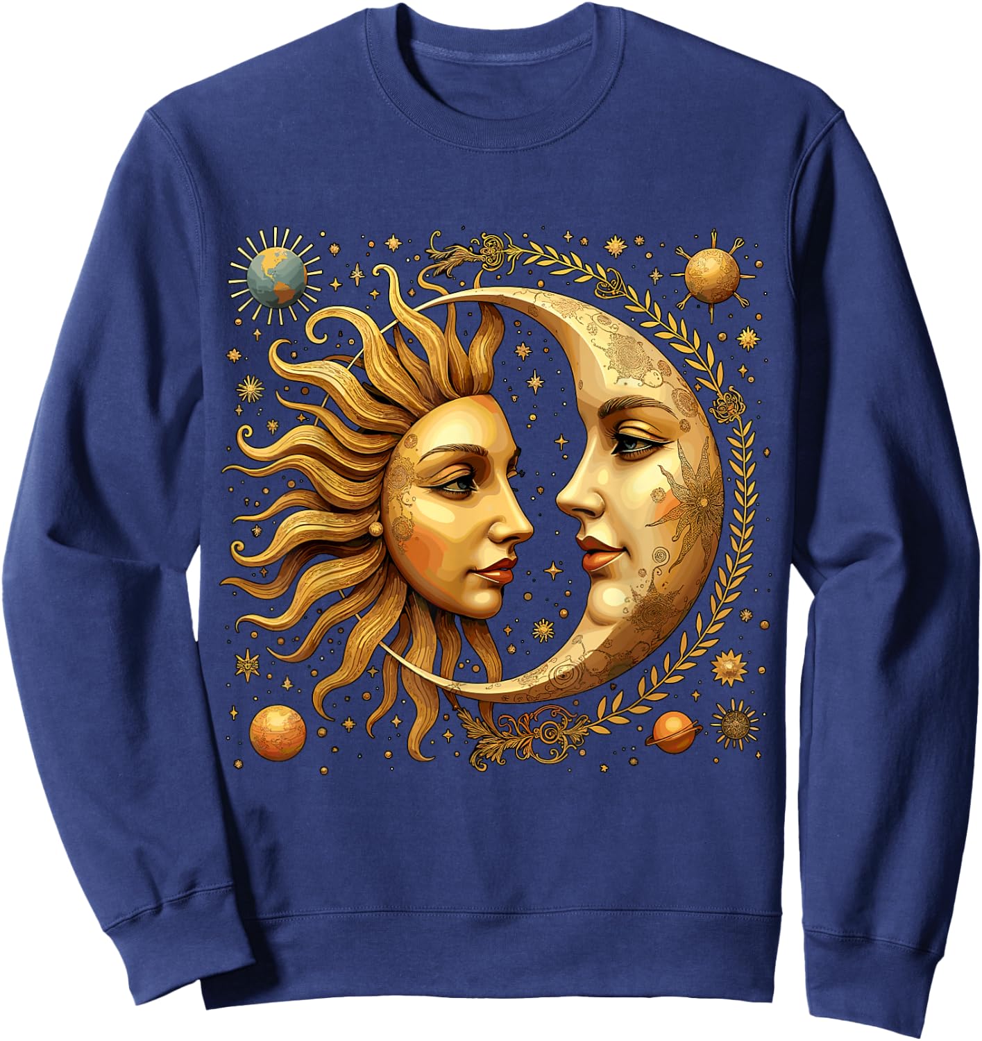 Celestial Moon and Sun Astrology Sweatshirt - Sweatshirt | Navy