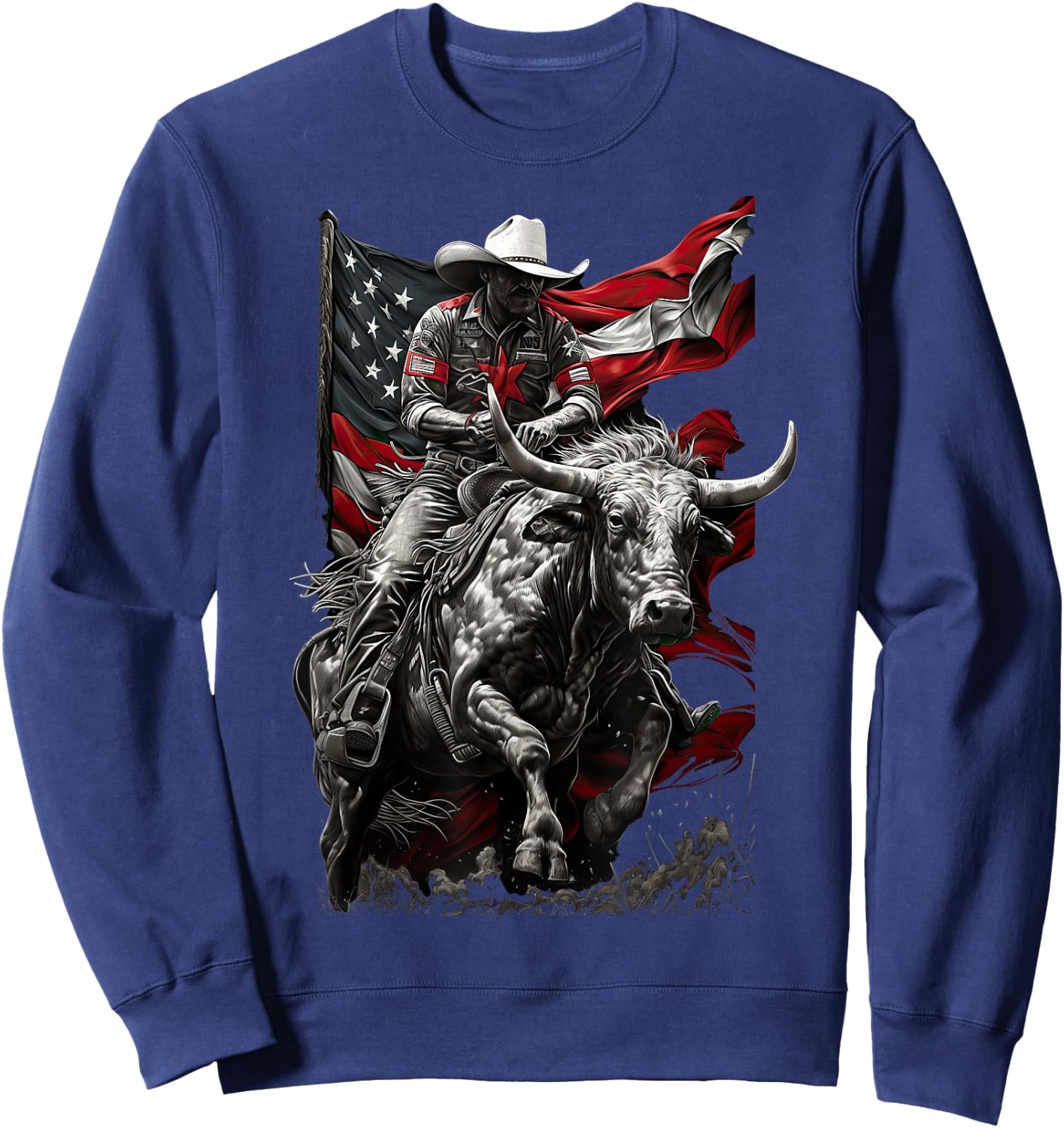 Rodeo Bucking Bull Riding Cowboy western Sweatshirt - Sweatshirt | Navy