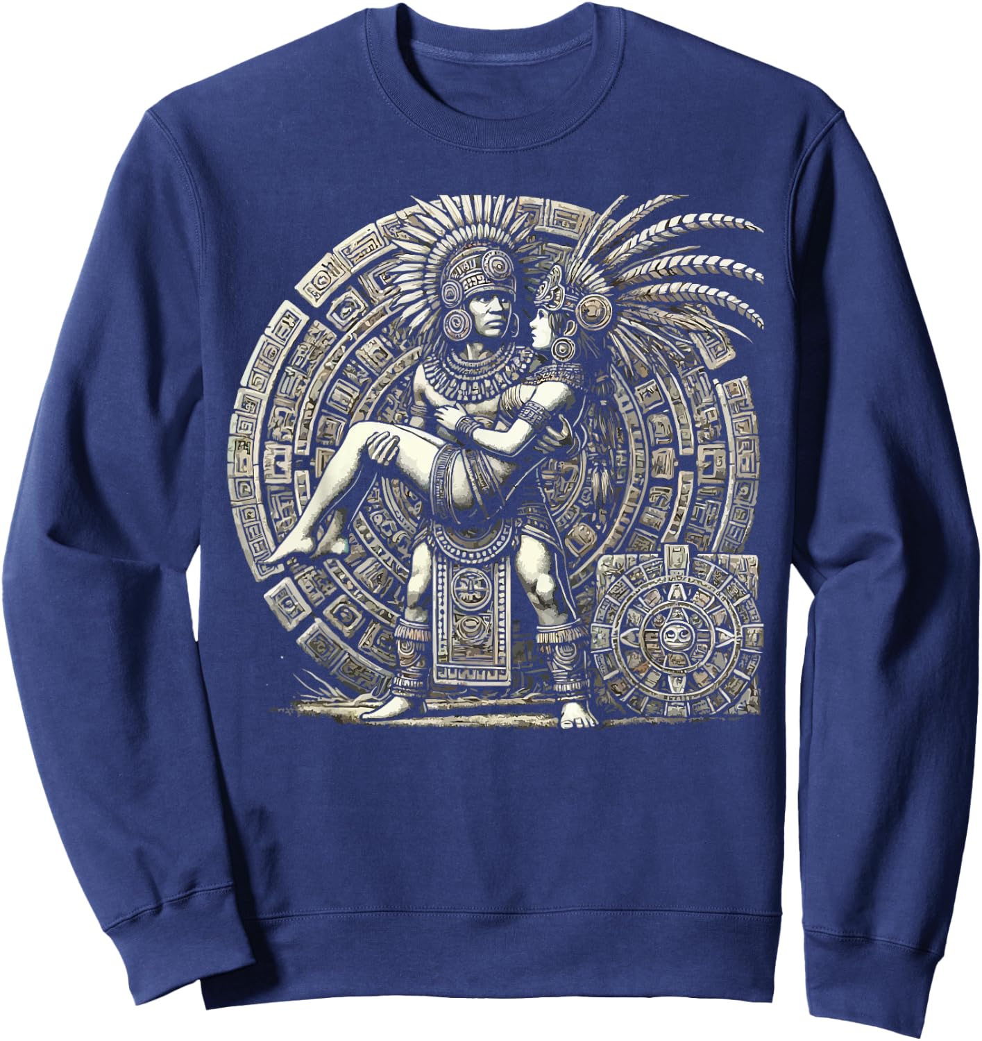 Aztec Warrior Mayan Indigenous Mexican Aztec Jaguar Sweatshirt - Sweatshirt | Navy