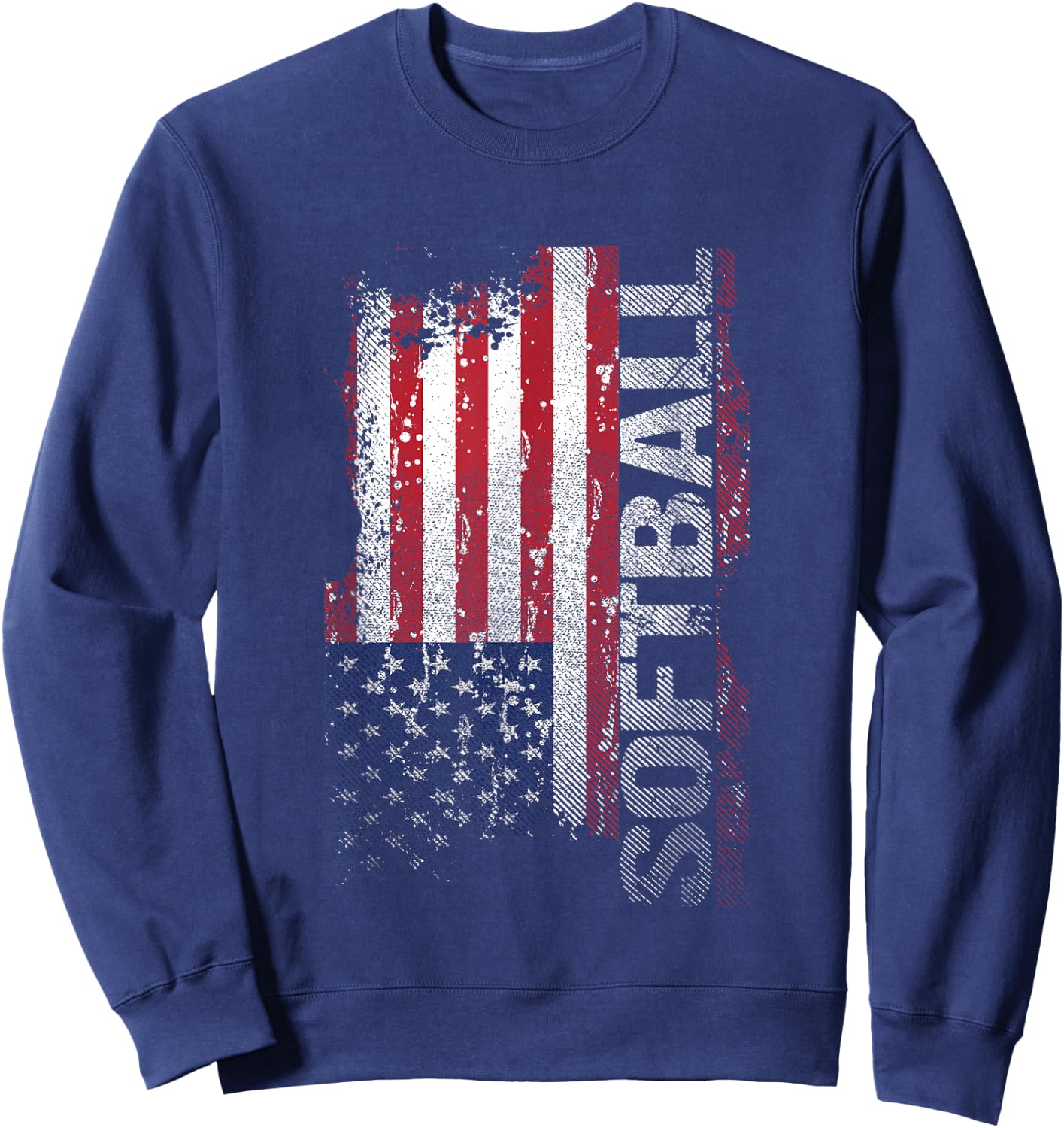 USA Flag Softball Player Gift Sweatshirt - Sweatshirt | Navy
