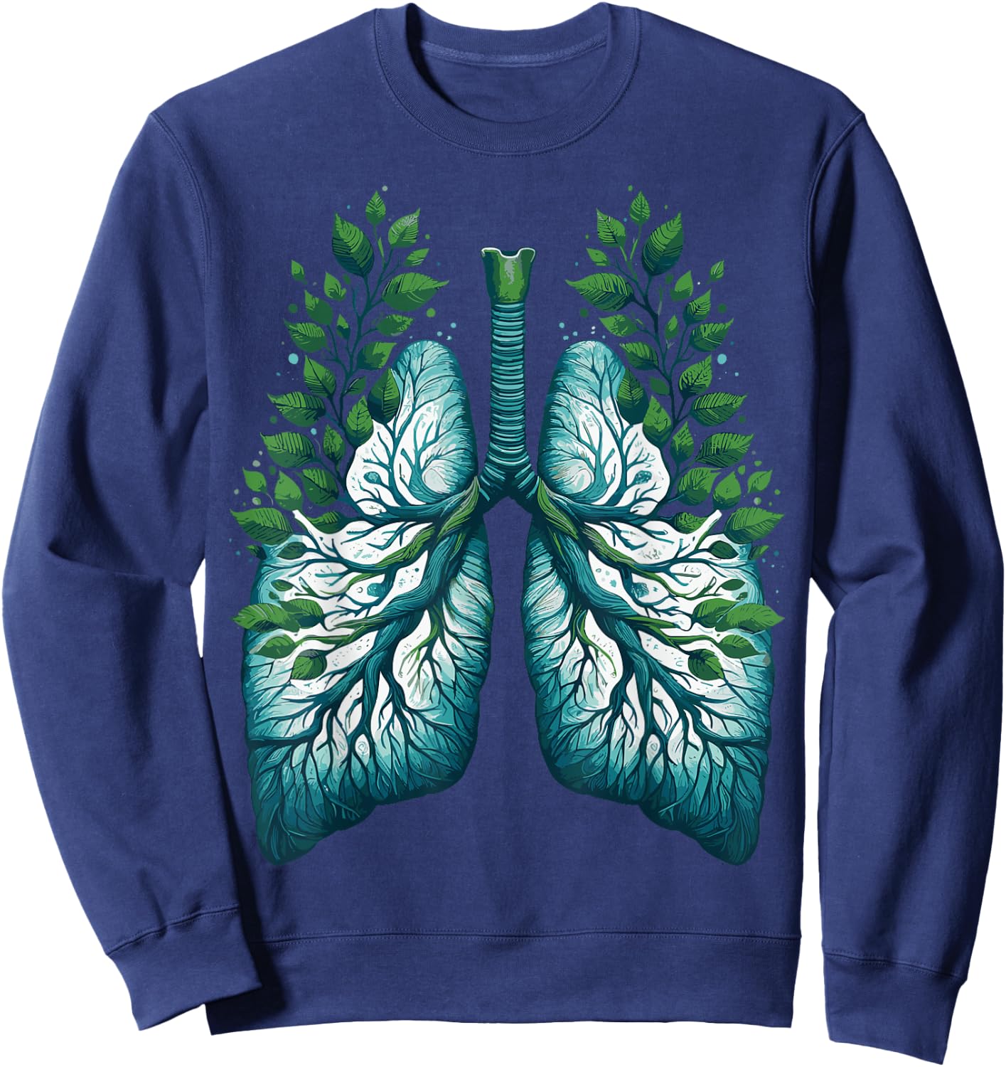 Lungs Tree Nature Art Green Leaves Women Sweatshirt - Sweatshirt | Navy
