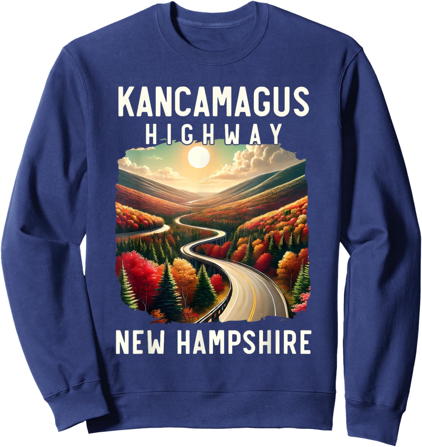 Kancamagus Highway, Scenic Fall Foliage, Retro Vintage Gifts Sweatshirt - Sweatshirt | Navy