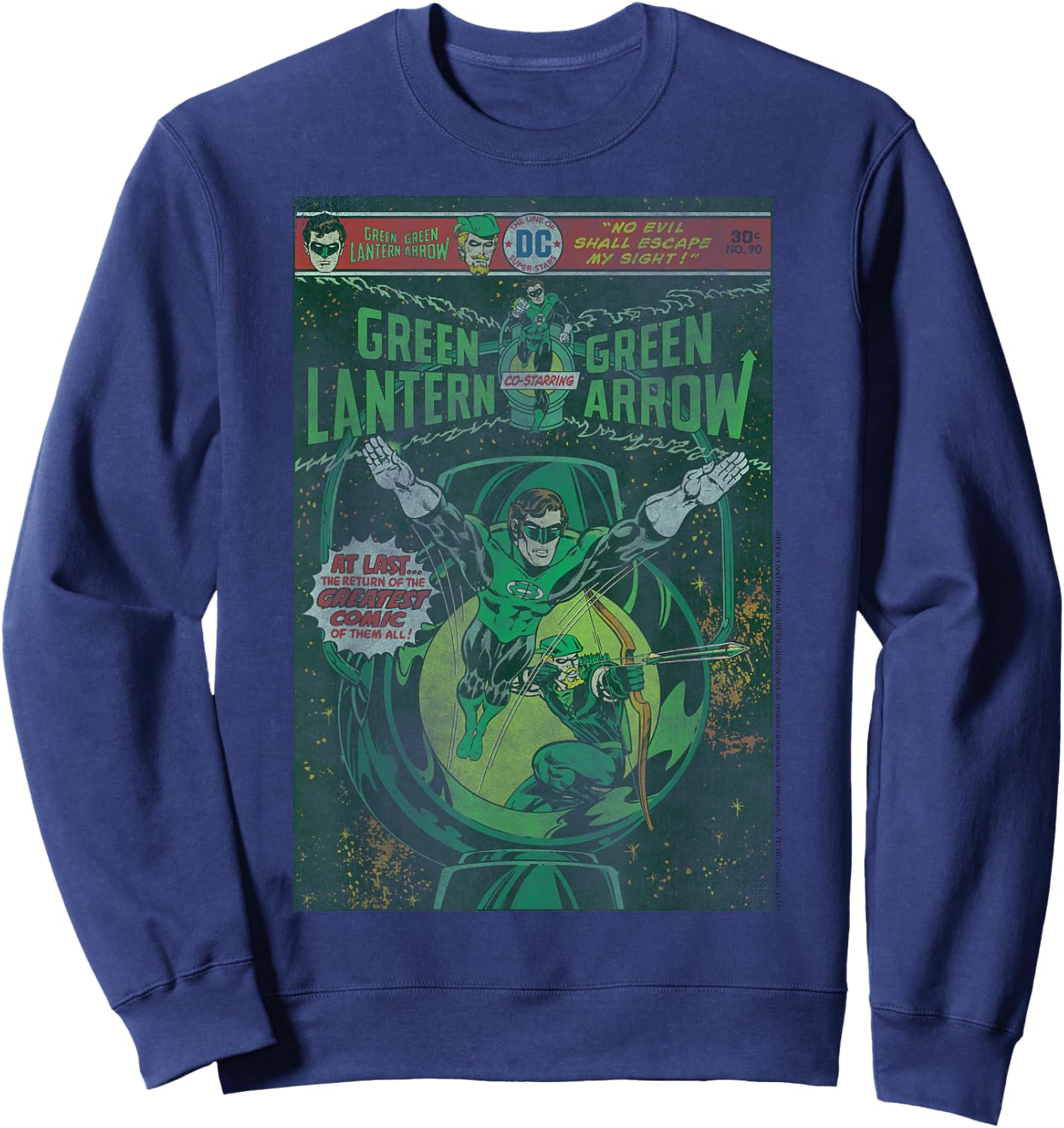 DC Comics Green Lantern and Green Arrow Comic Cover Small Sweatshirt - Sweatshirt | Navy