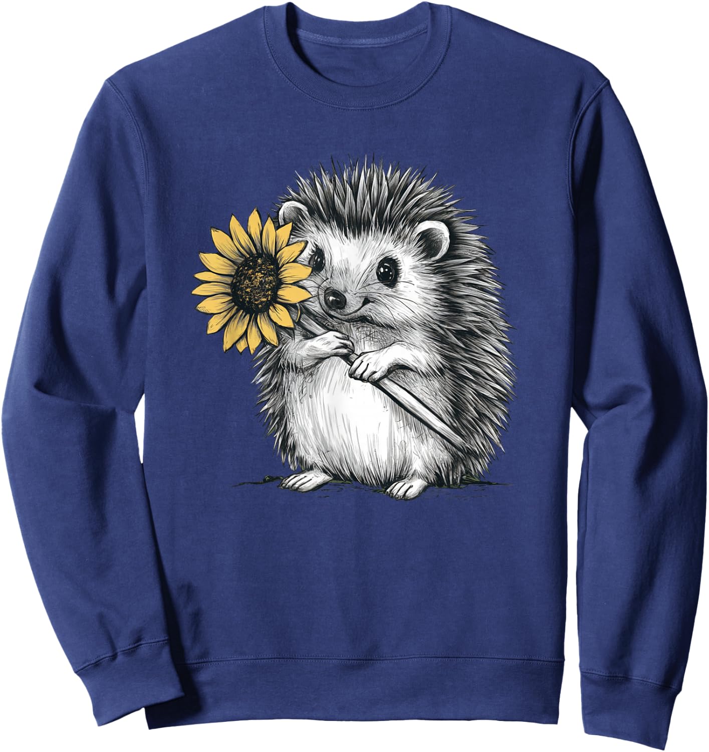 Cute hedgehog with sunflower Sweatshirt - Sweatshirt | Navy