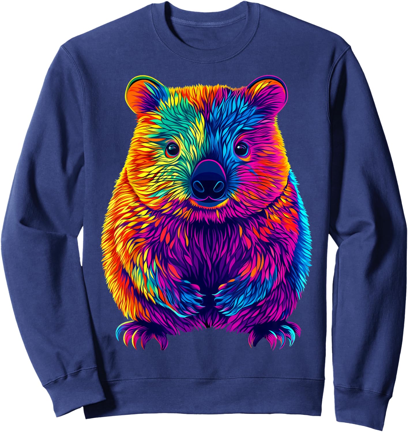Colorful Wombat Lover Cute Australian Animals Black Sweatshirt - Sweatshirt | Navy