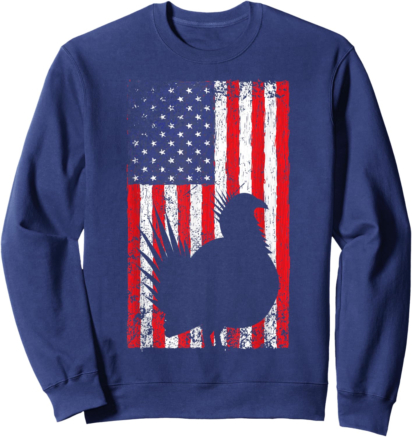 Sage Grouse American Flag Vintage Western Bird Country Sweatshirt - Sweatshirt | Navy