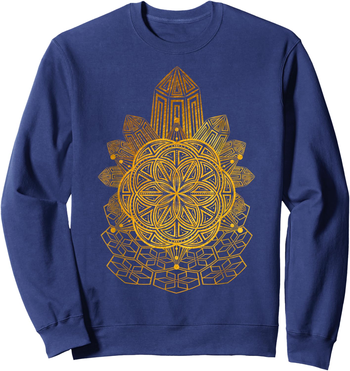 Geometric Tribal Seed Of Life Sacred Geometry Mandala Art Sweatshirt - Sweatshirt | Navy
