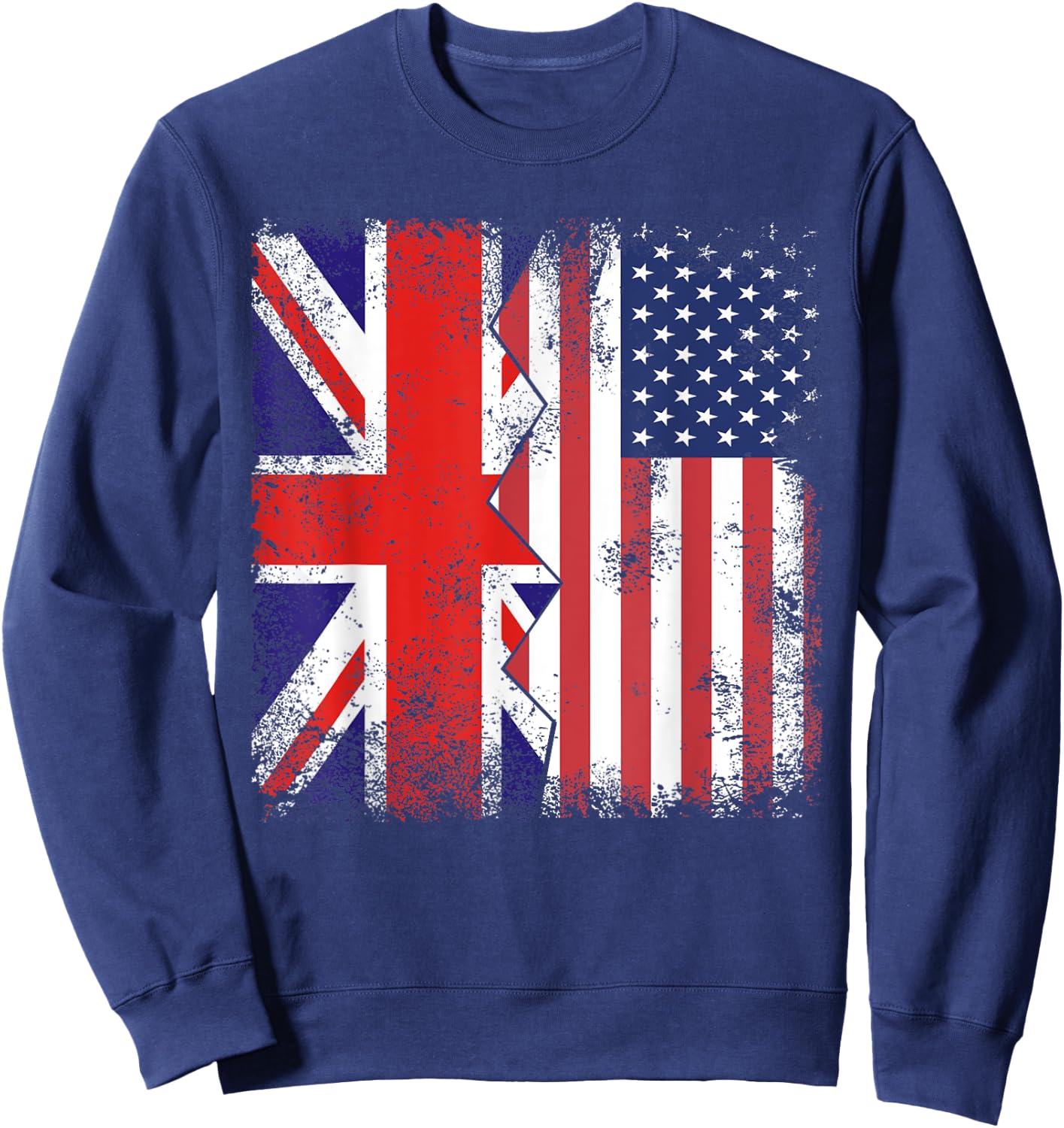 American Roots | Half British Flags | UK USA United States Sweatshirt - Sweatshirt | Navy