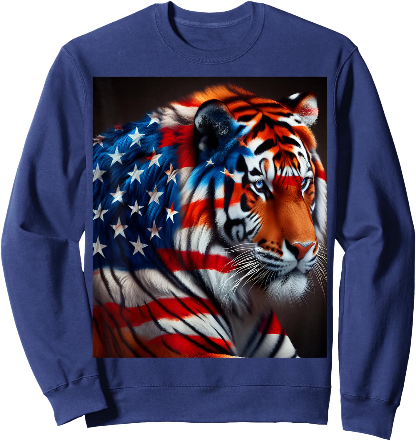 American Flag Tiger Women Men Sweatshirt - Sweatshirt | Navy