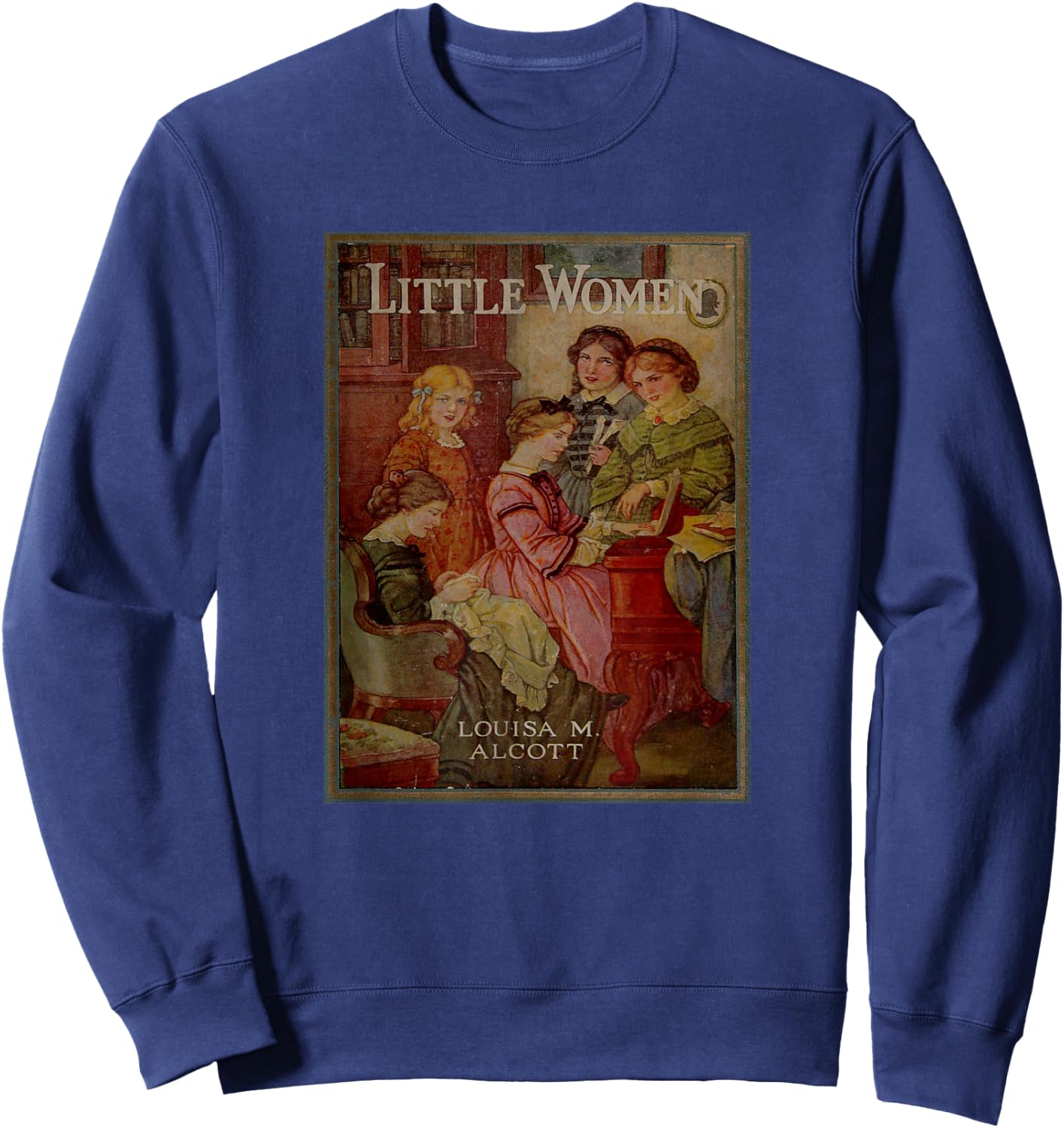 Louisa May Alcott Coming of Age Novel Little Women Book Cover , Small, Black Sweatshirt - Sweatshirt | Navy