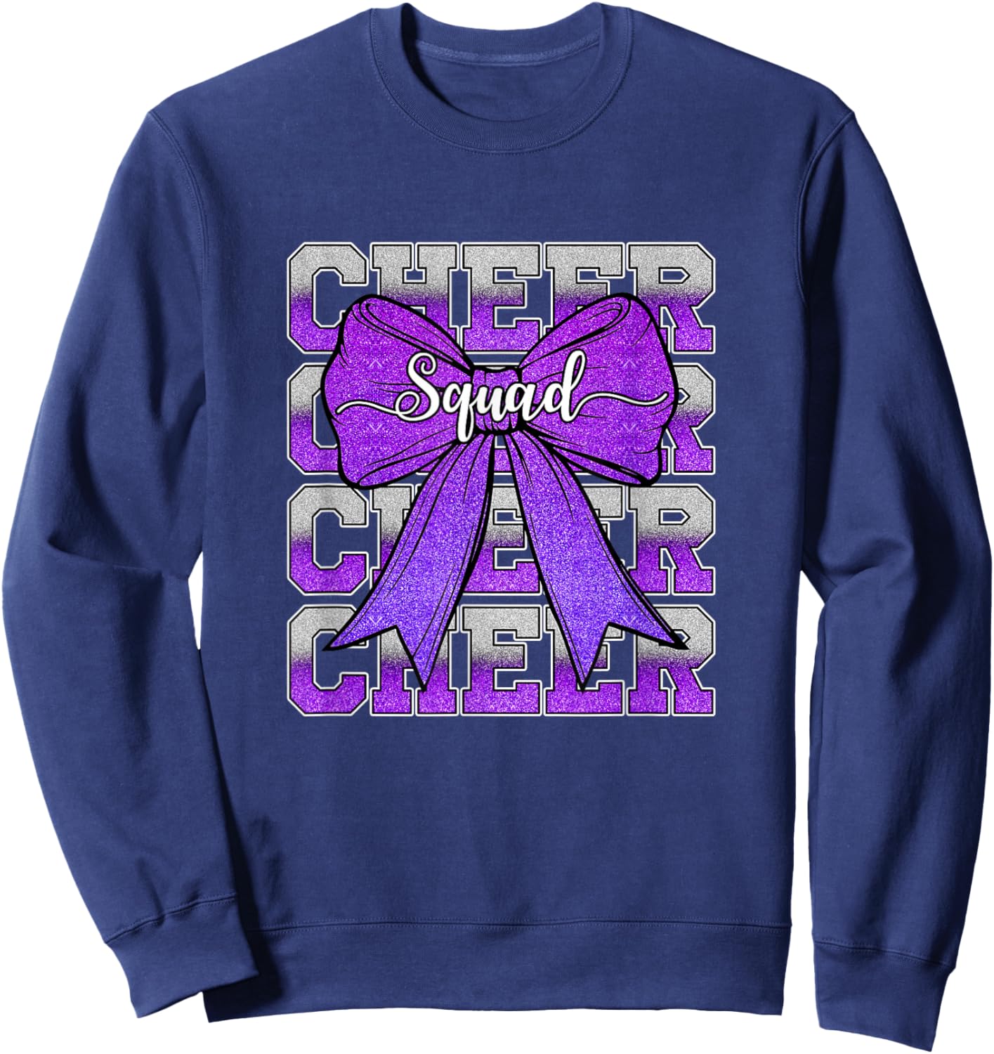Cheer Squad Funny Cheerleader Cheerleading Coquette Purple Sweatshirt - Sweatshirt | Navy