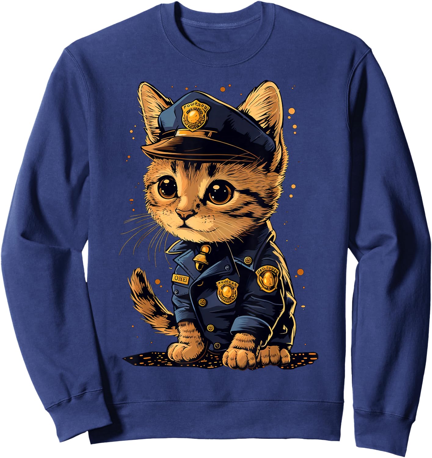 Cute working Cat Police Officer Men Women Sweatshirt - Sweatshirt | Navy