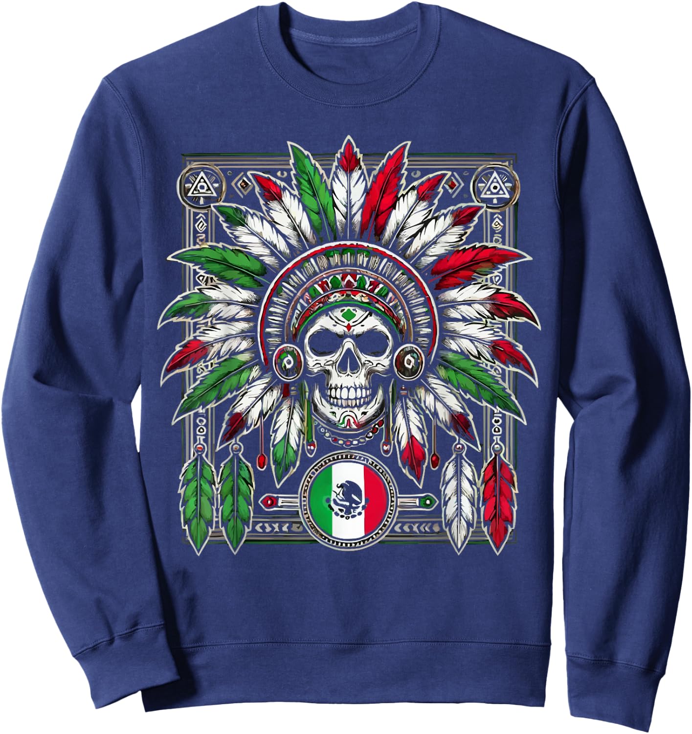 Aztec Warrior Mayan Indigenous Mexican Aztec Jaguar Sweatshirt - Sweatshirt | Navy