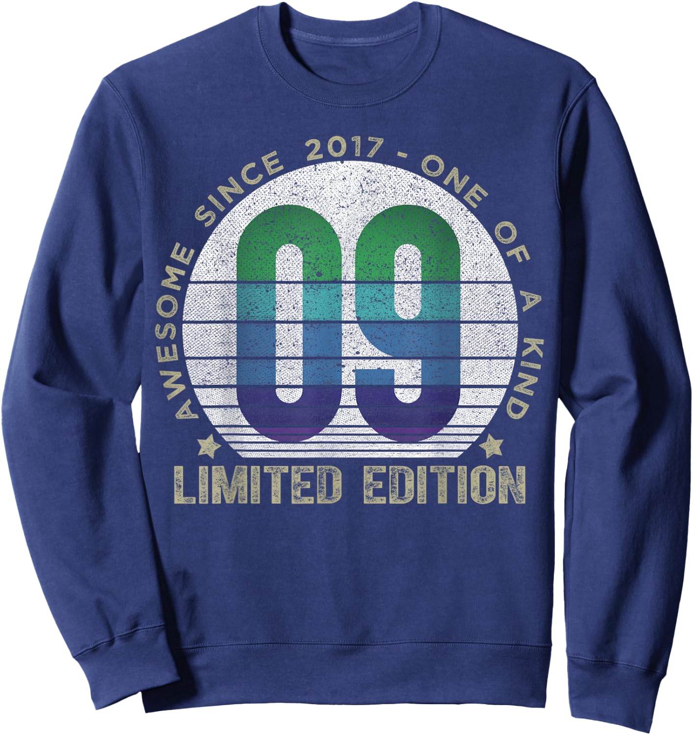 9 Year Old Gifts Vintage 2017 Limited Edition 9th Birthday Sweatshirt - Sweatshirt | Navy