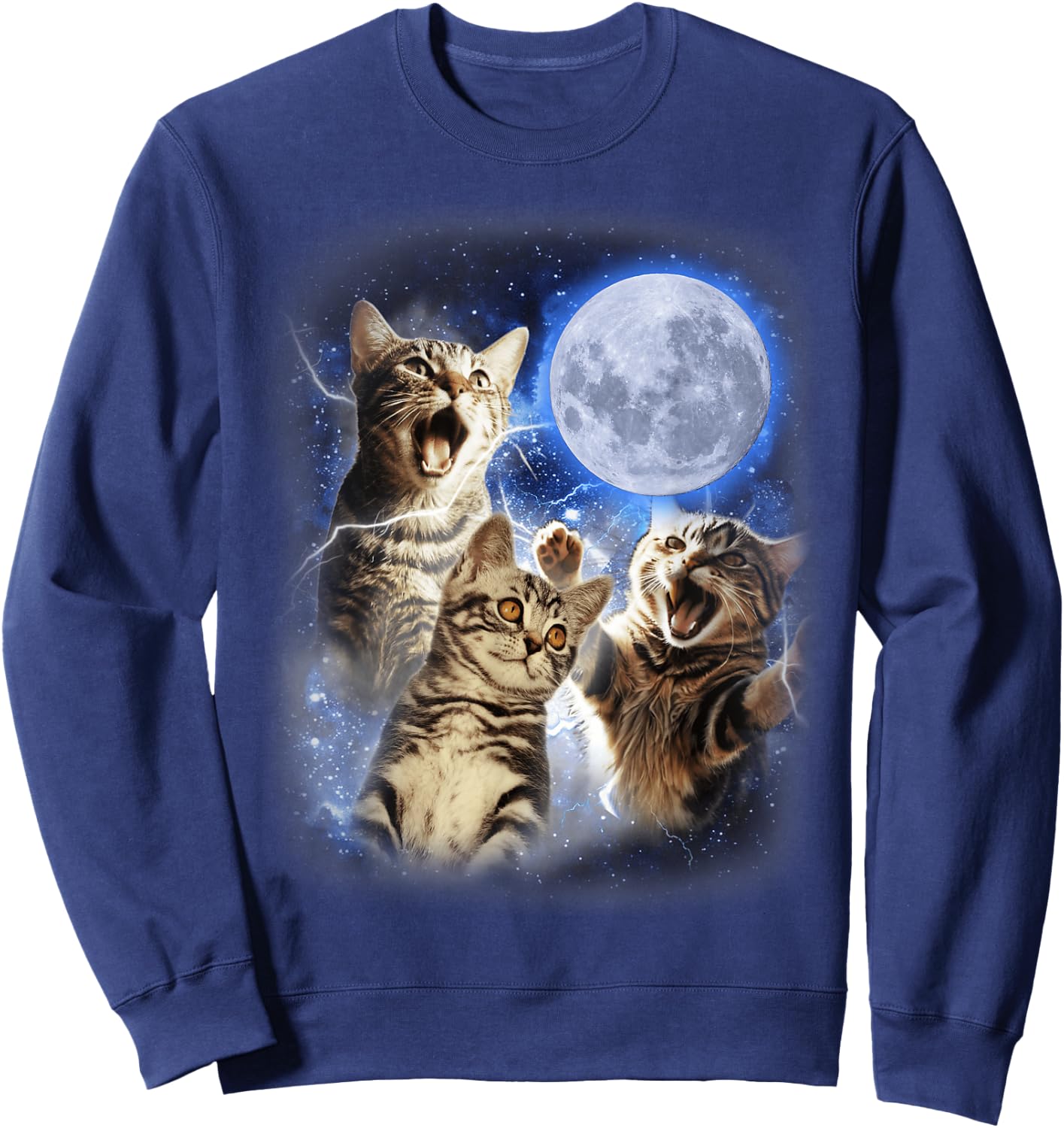 Three Cat Moon 3 Cat - Wolfs Cute Kitten Funny Cats Men Women Kids Sweatshirt - Sweatshirt | Navy