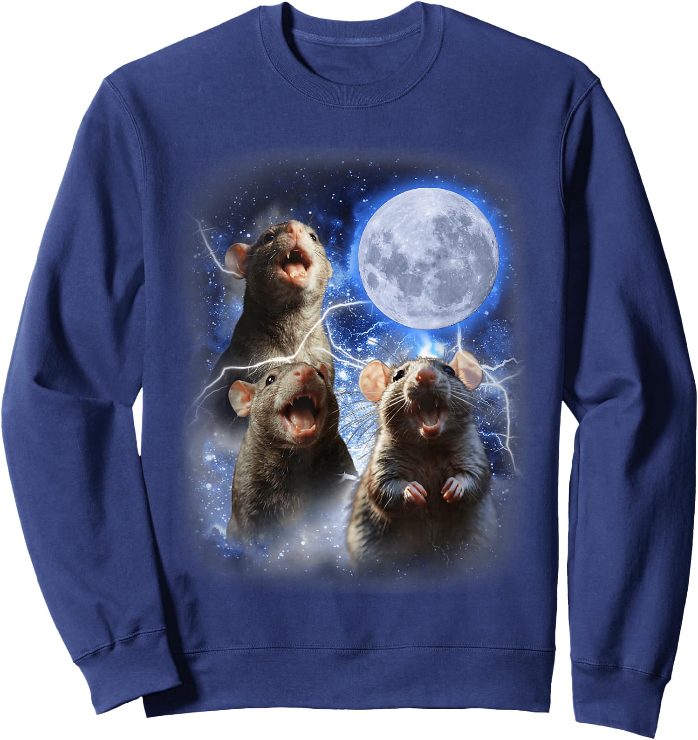 Three Rat Moon - 3 Rats With Dead Moon Oddly Specific Cursed Sweatshirt - Sweatshirt | Navy