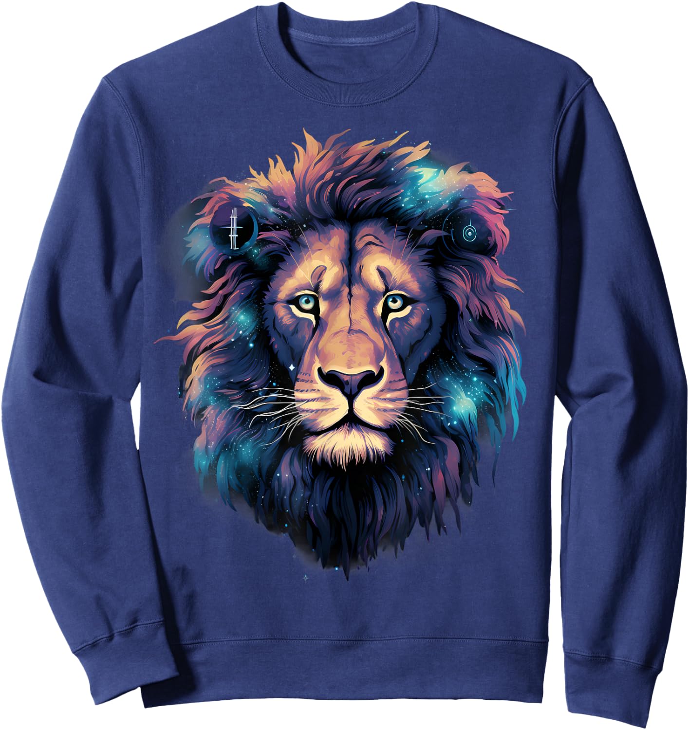Lion Portrait Colorful Artwork Wildlife Motif Animal Art Sweatshirt - Sweatshirt | Navy