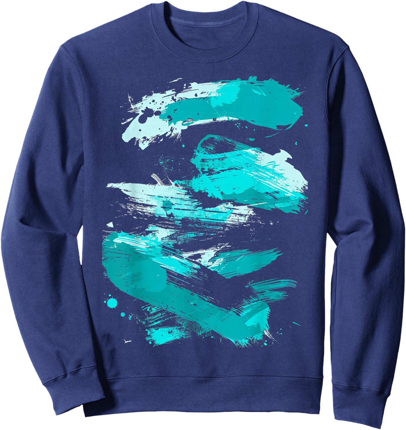 Teal And Black Brushstrokes Sweatshirt - Sweatshirt | Navy
