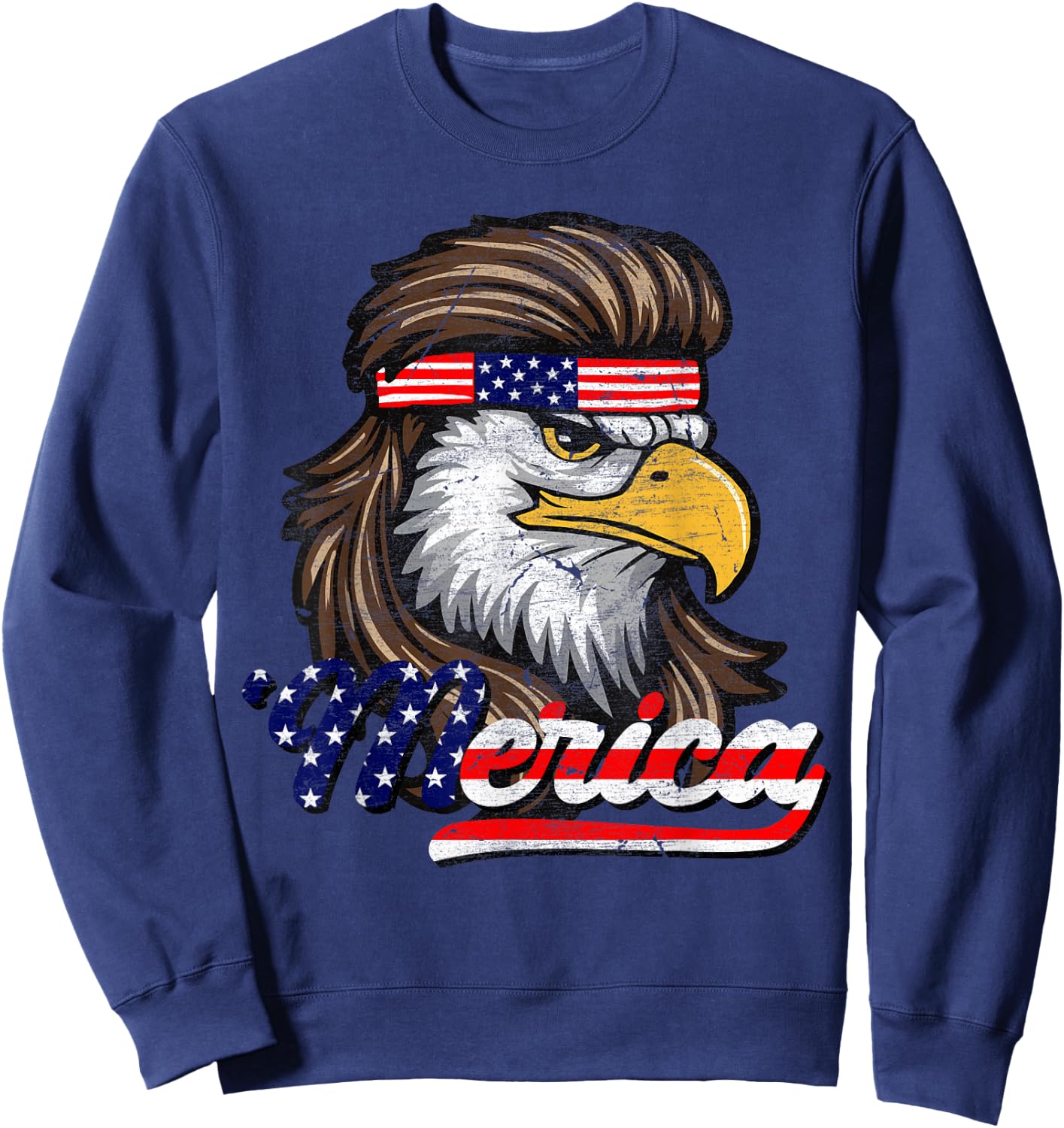 4th Of July Merica USA Flag Eagle Patriotic Men Women Kids Sweatshirt - Sweatshirt | Navy