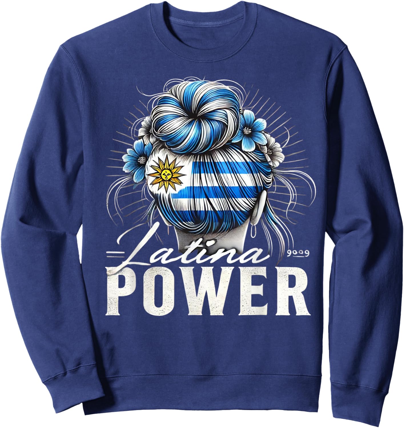 Hispanic Heritage Month Latina Power Uruguay Flag Women Sweatshirt - Sweatshirt | Navy