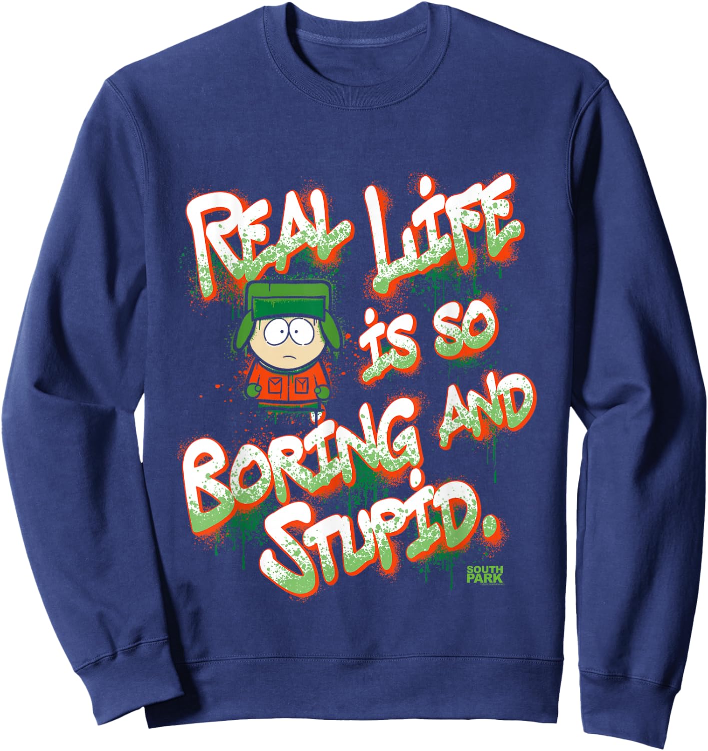 South Park Kyle Real Life Graffiti Sweatshirt - Sweatshirt | Navy