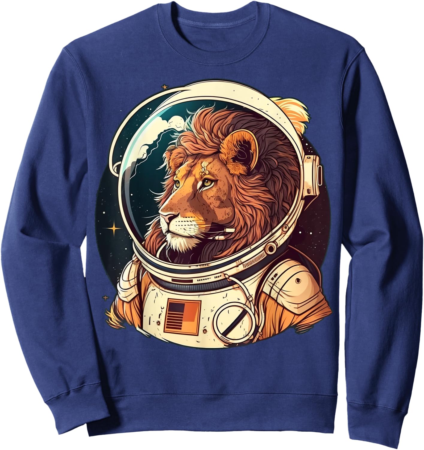 Outer Space Lion on Galaxy Astronaut Lion Sweatshirt - Sweatshirt | Navy