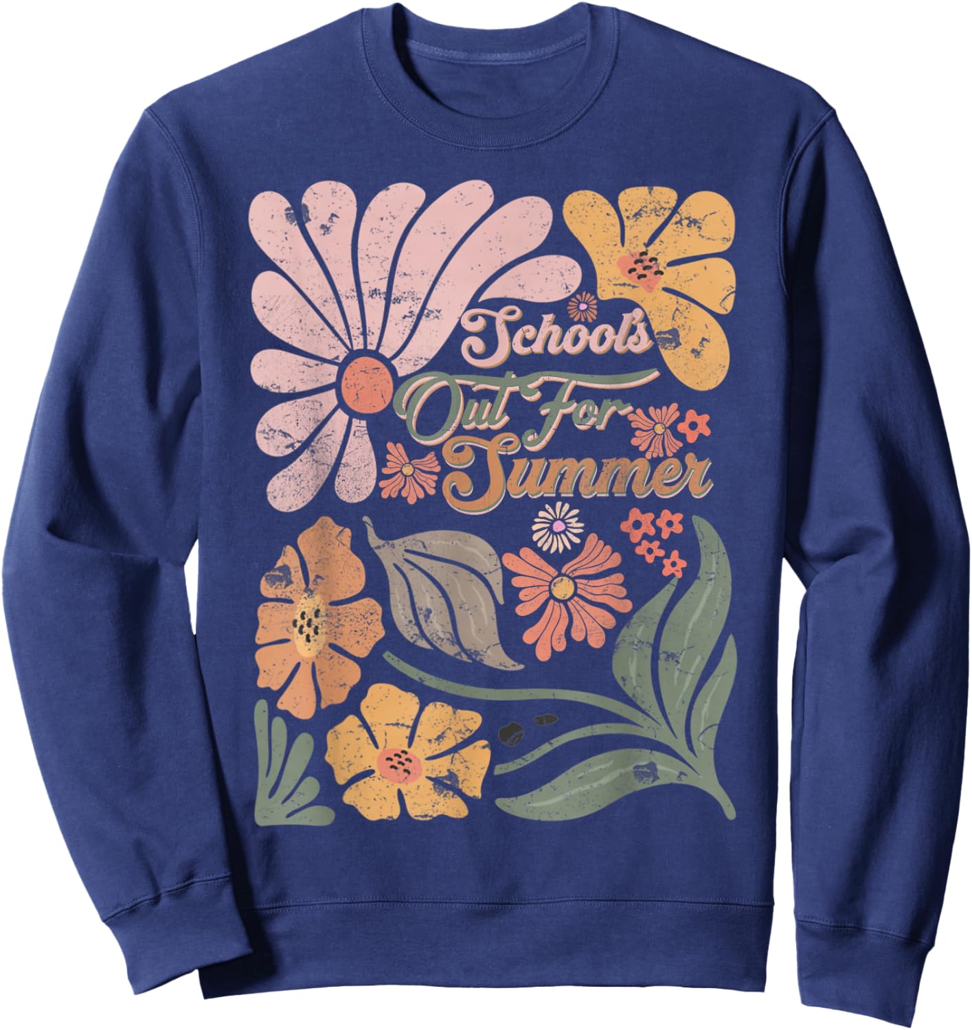 Boho Retro Teacher School's Out For Summer Men Women Kids Sweatshirt - Sweatshirt | Navy