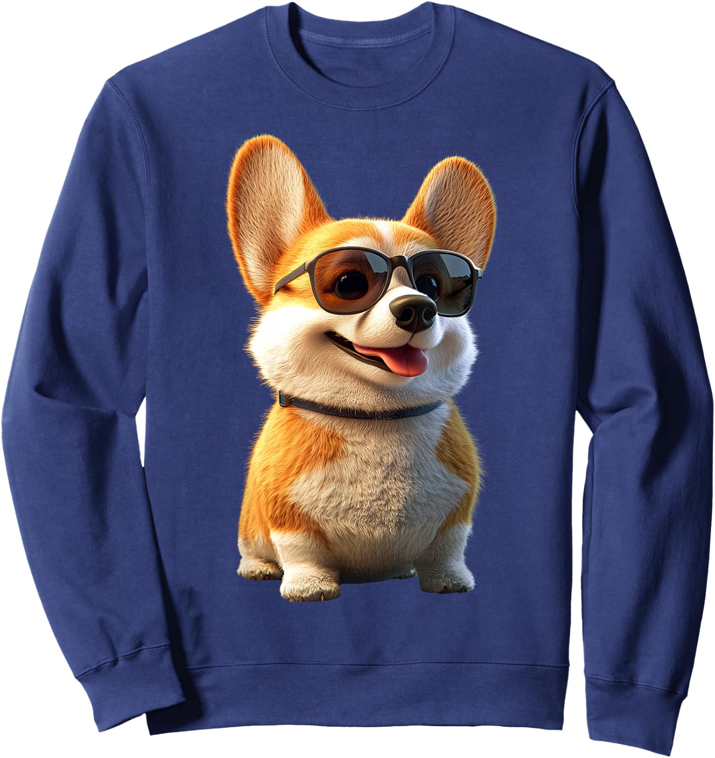 Corgi with Sunglasses Welsh Corgis Dogs Cute Welsh Corgi Sweatshirt - Sweatshirt | Navy