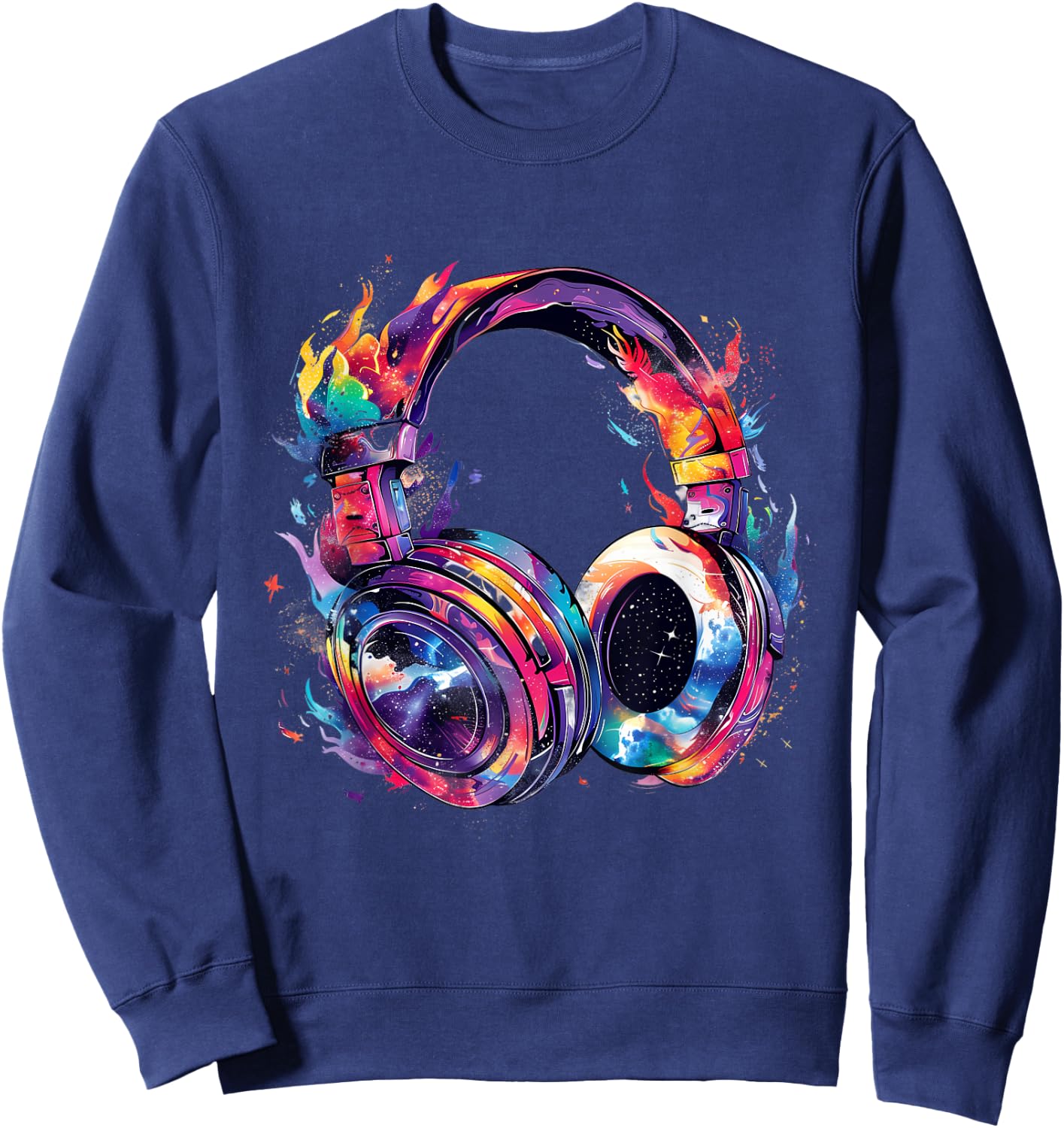 Headphones Music DJ Beatmaker Artwork Splash Dance Music Sweatshirt - Sweatshirt | Navy