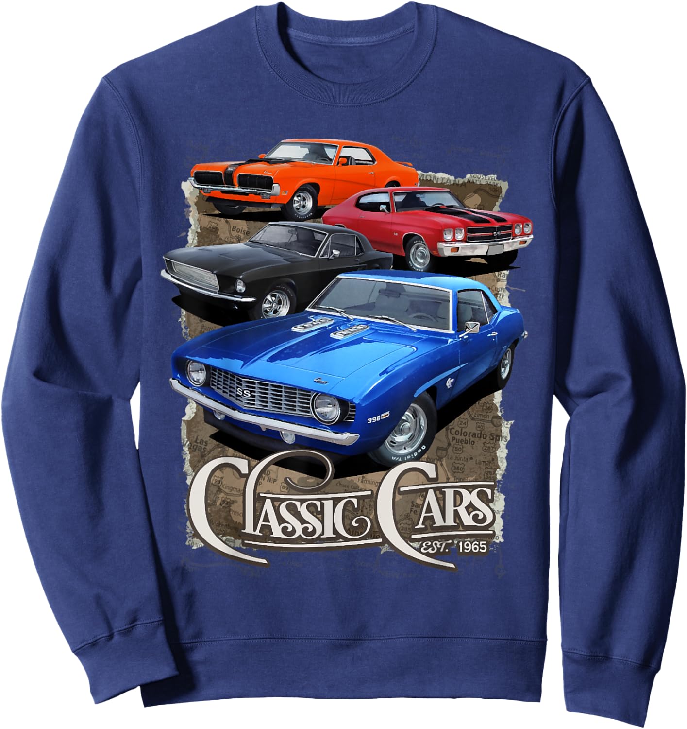 1970 64 65 66 67 68 69 71 72 Chevelle Chevys SS Muscle Car Sweatshirt - Sweatshirt | Navy
