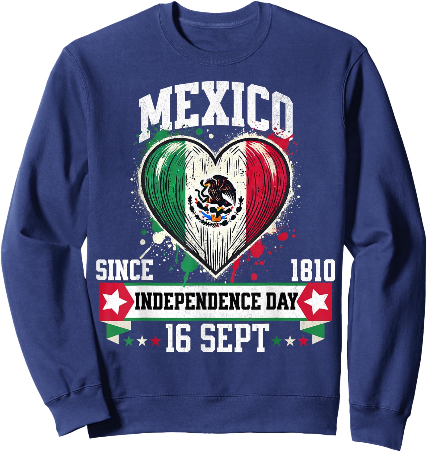 Mexico Flag Vintage Mexican Men Women Patriotic Mexican Flag Sweatshirt - Sweatshirt | Navy
