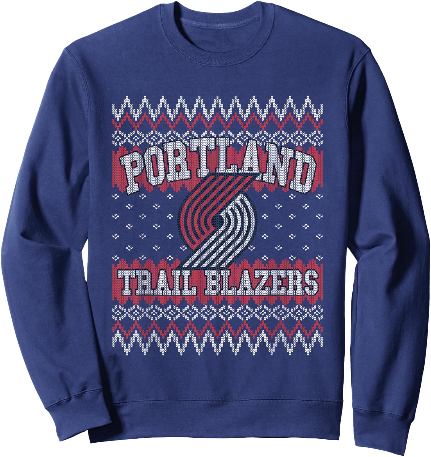 NBA Portland Trail Blazers Ugly Christmas Sweater Style Sweatshirt - Sweatshirt | Navy
