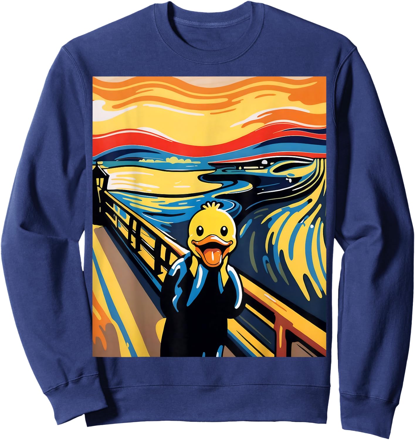 Funny Rubber Duck The Scream Ducky Lovers Men Women Kids Sweatshirt - Sweatshirt | Navy
