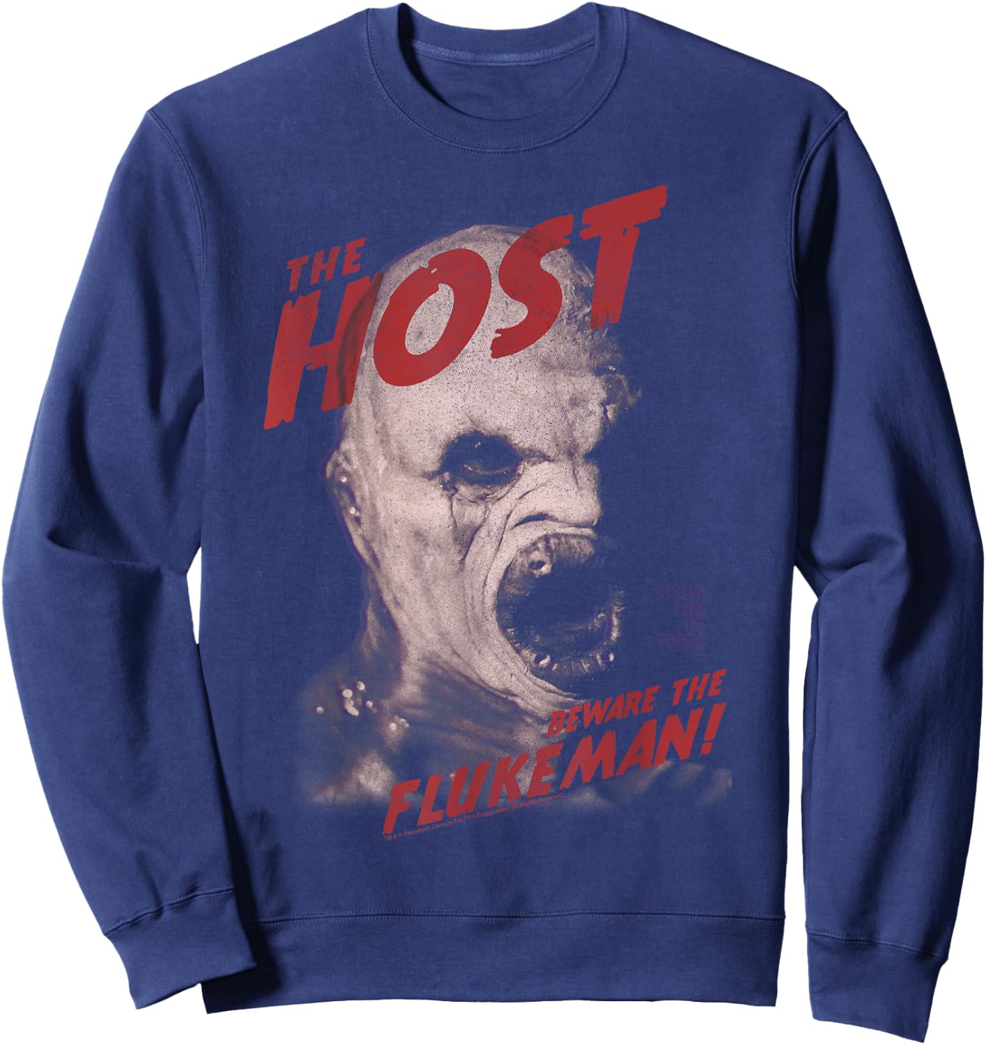 X-Files Epic Th Host Be Ware The Flukeman! Big Chest Poster Sweatshirt - Sweatshirt | Navy