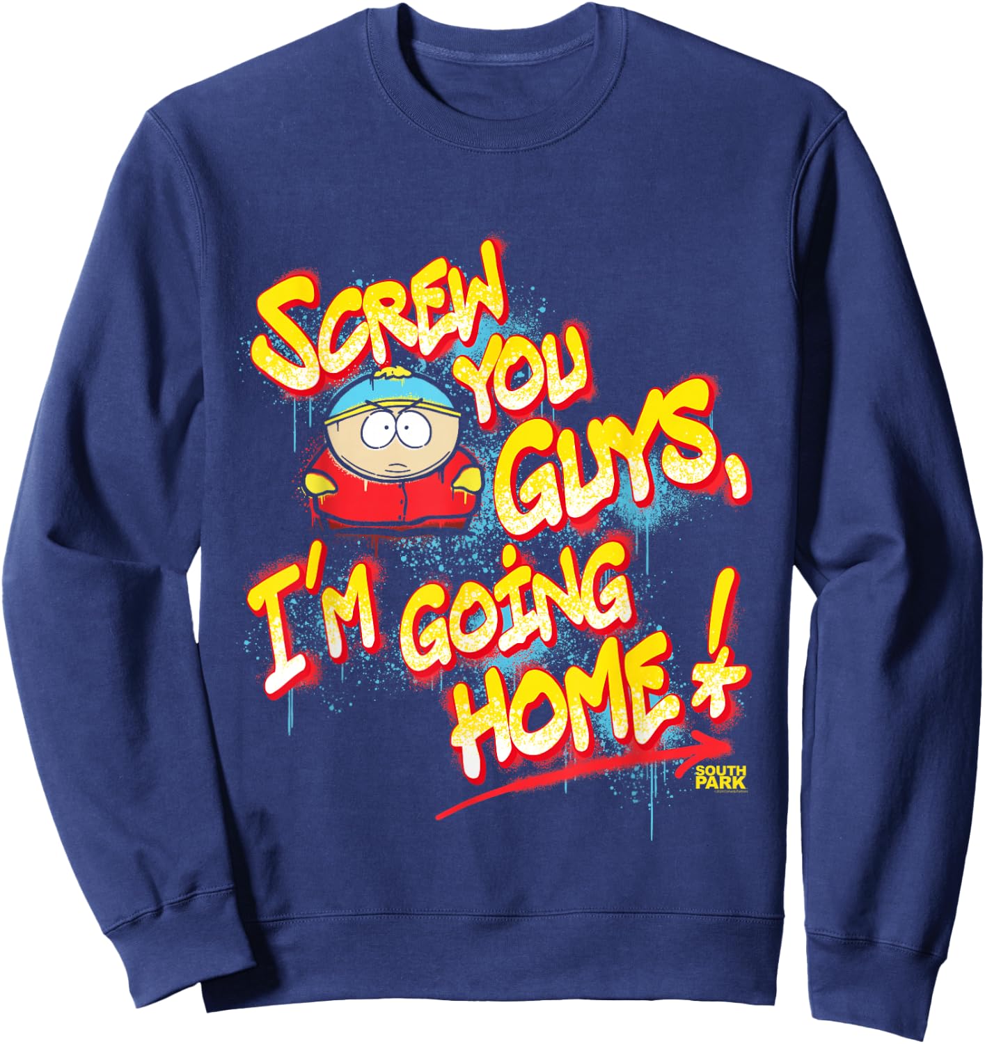 South Park Cartman Screw You Guys Graffiti Sweatshirt - Sweatshirt | Navy