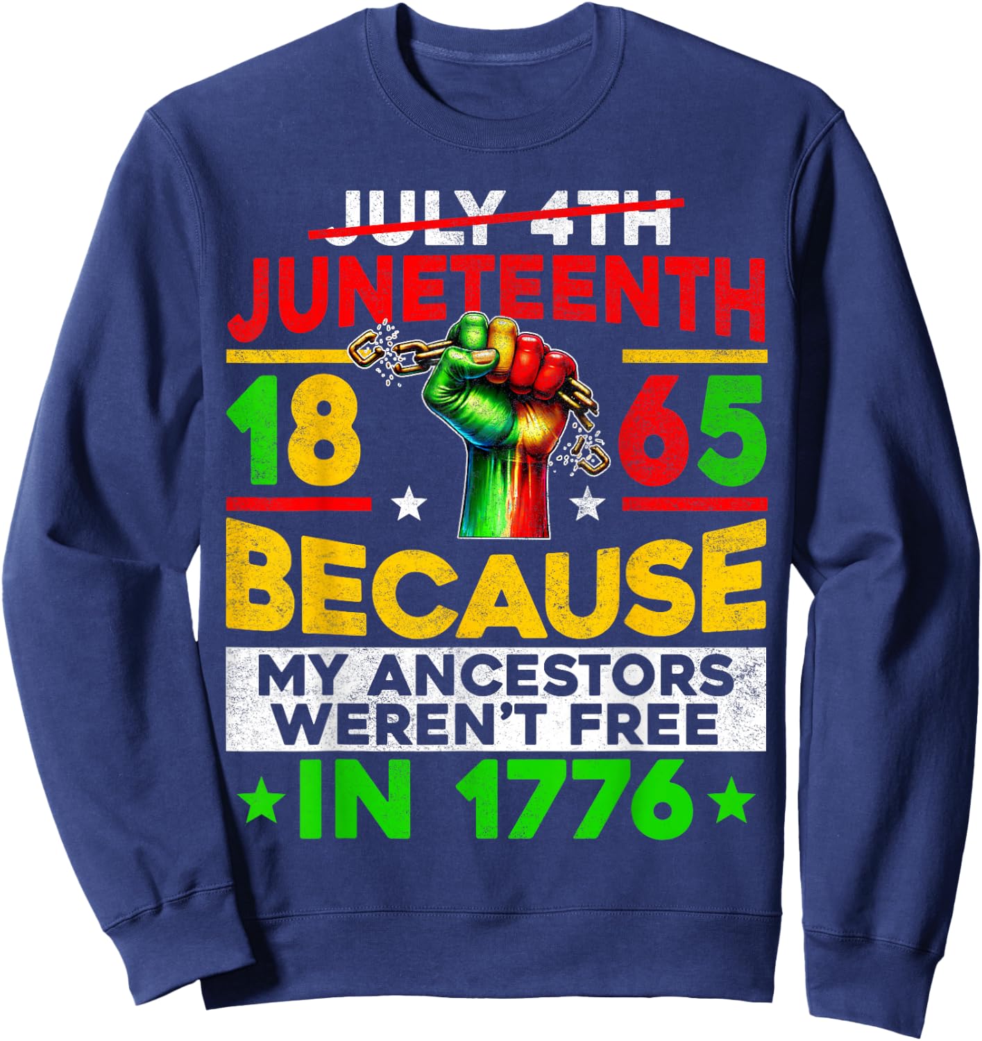 Juneteenth 1865 Because My Ancestors Werent Free Men Women Sweatshirt - Sweatshirt | Navy