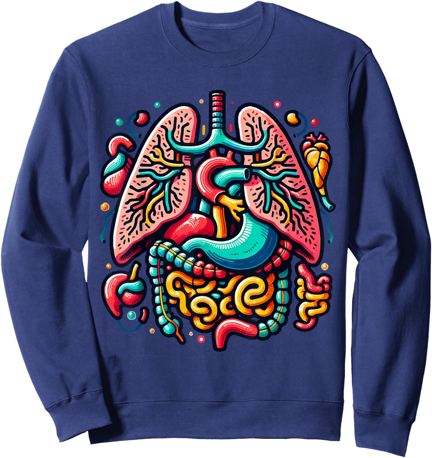 Colorful Human Body Anatomy Illustrated Internal Organs Art Sweatshirt - Sweatshirt | Navy