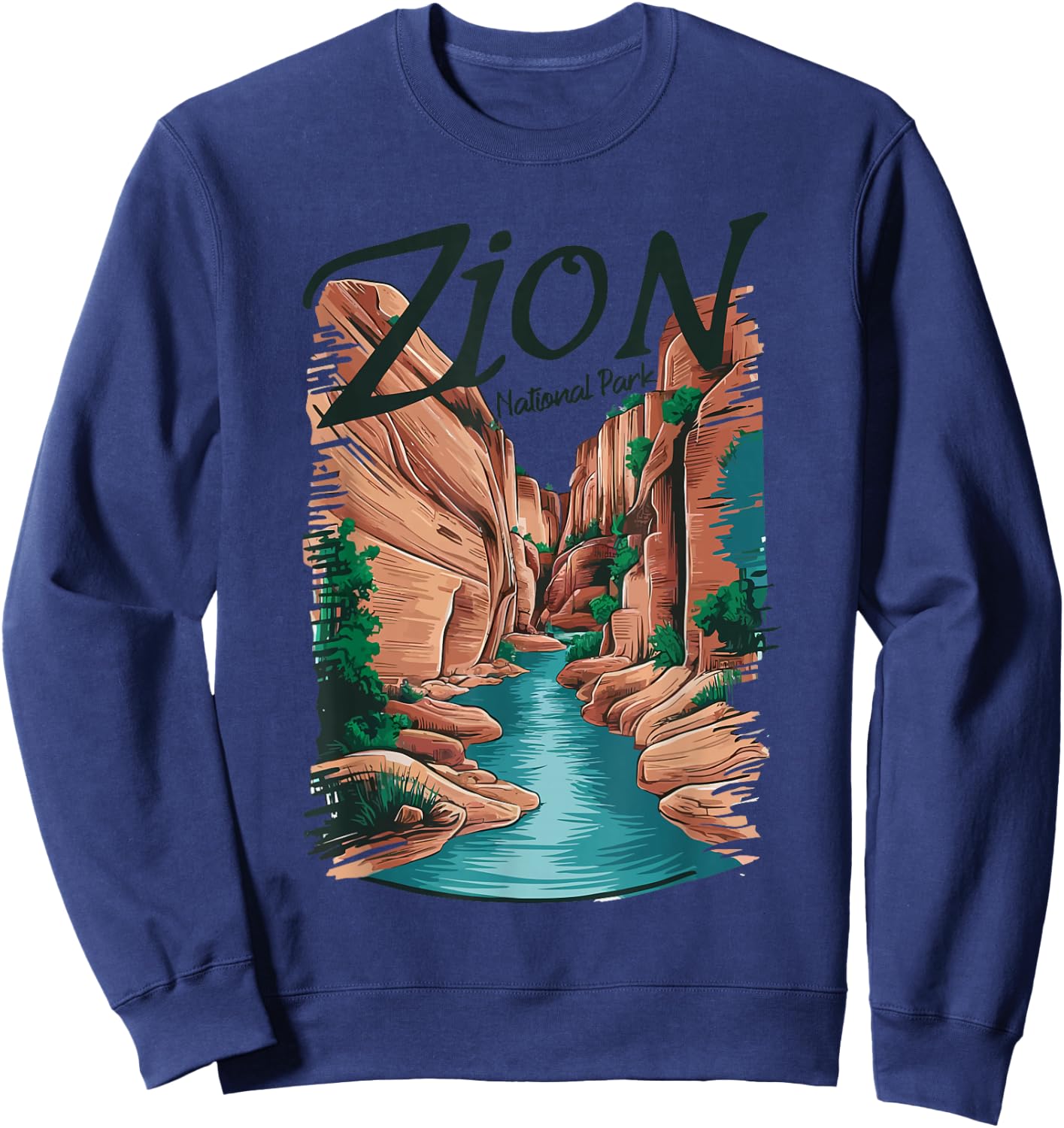 Retro Zion National Park The Narrows Vintage Sweatshirt - Sweatshirt | Navy