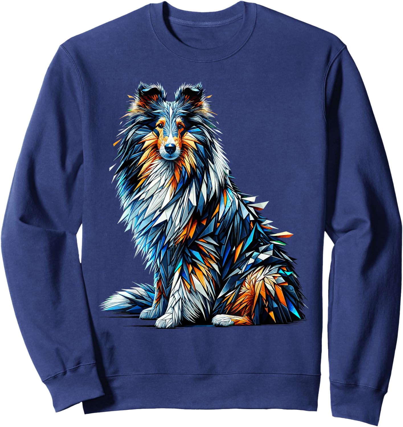Polygon Art Shetland Sheepdog Sheltie Sweatshirt - Sweatshirt | Navy