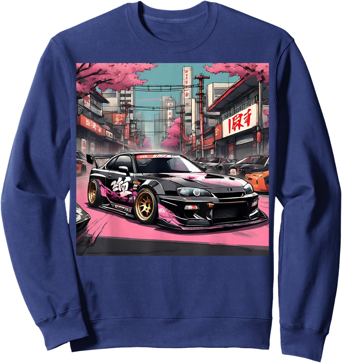 JDM Tokyo Skyline Retro Japanese Race Car Drift Tuning Gift Sweatshirt - Sweatshirt | Navy
