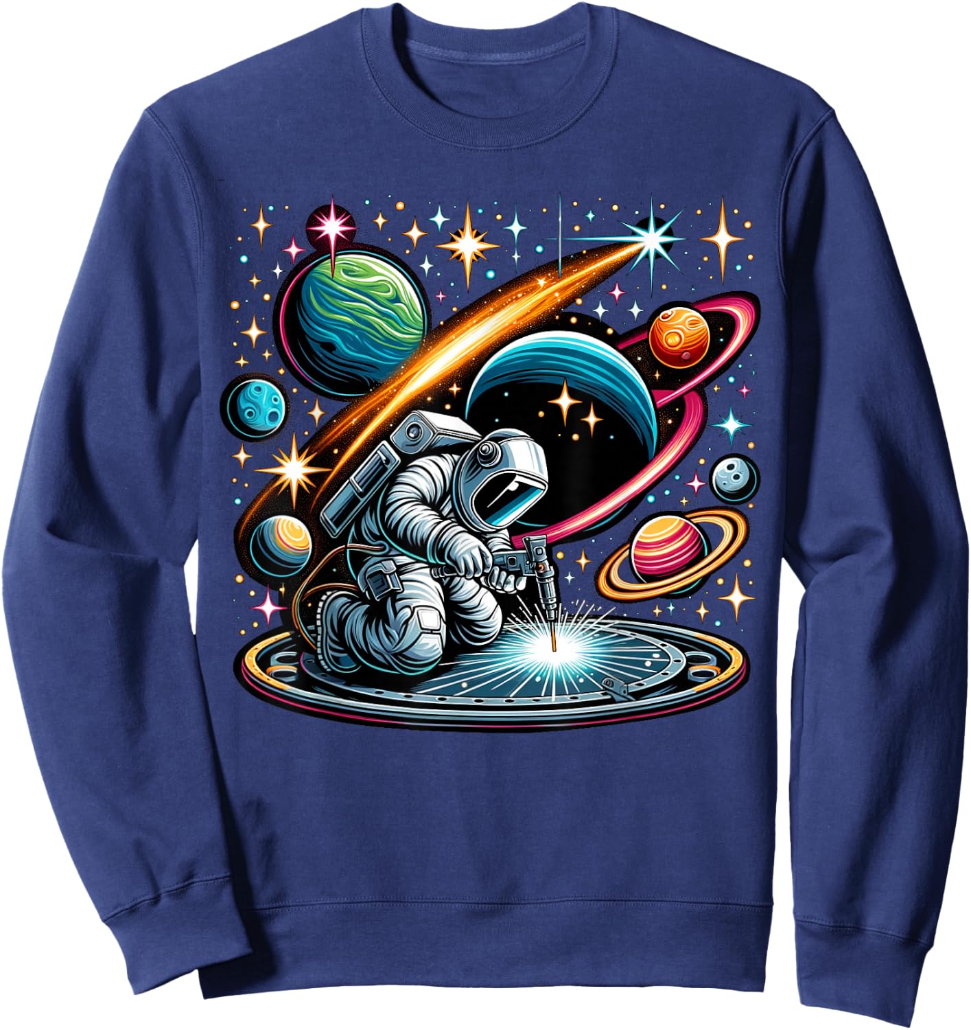 Welder Astronaut Welding metal pieces together Sweatshirt - Sweatshirt | Navy