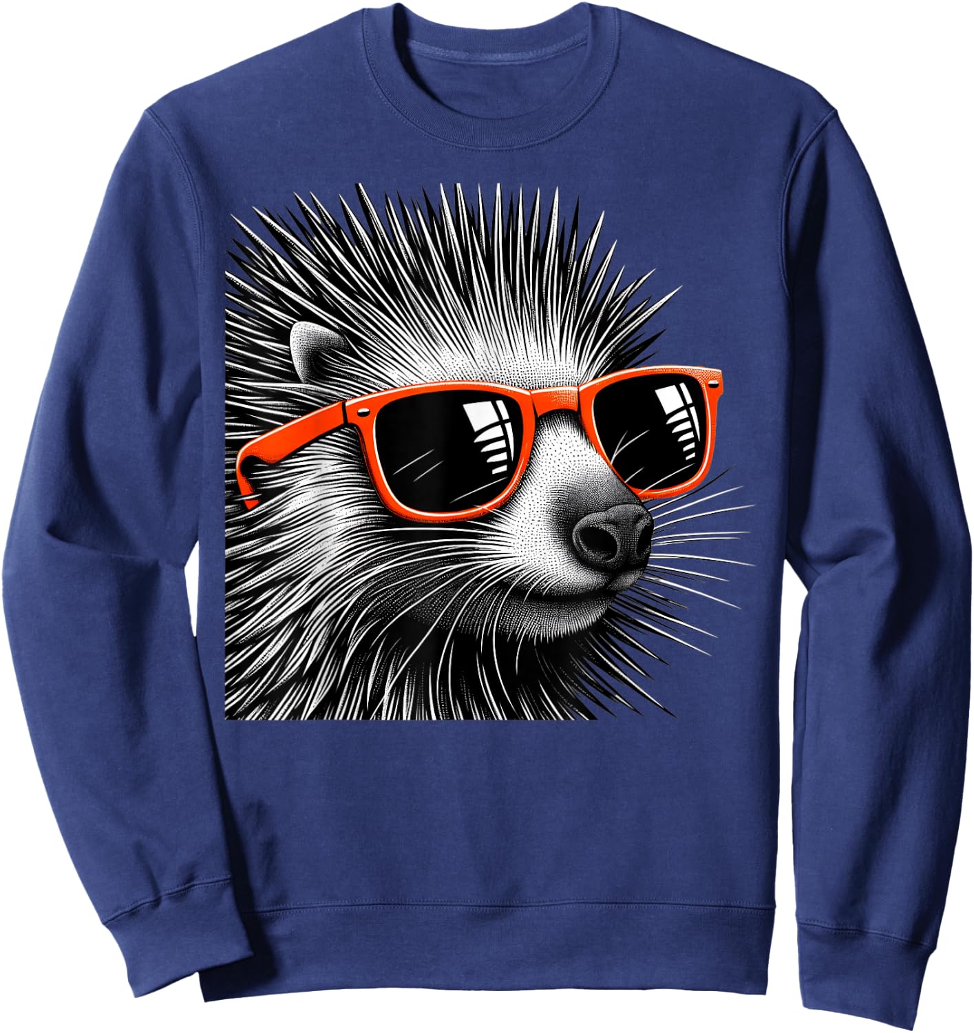 Cool Porcupine Wearing Sunglasses Graphic Art Sweatshirt - Sweatshirt | Navy