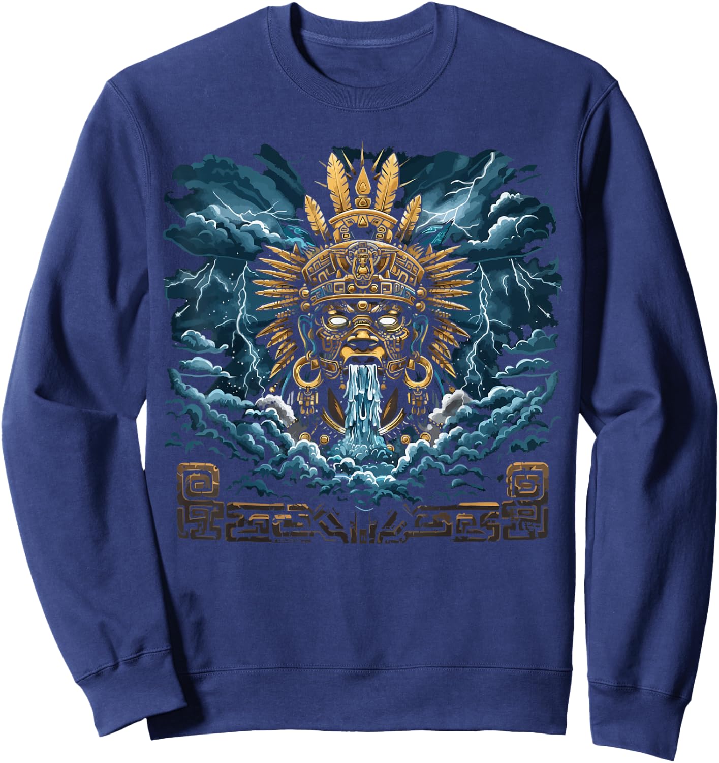 Aztec God Aztec Culture Mayan Indigenous Tlaloc Statue Sweatshirt - Sweatshirt | Navy