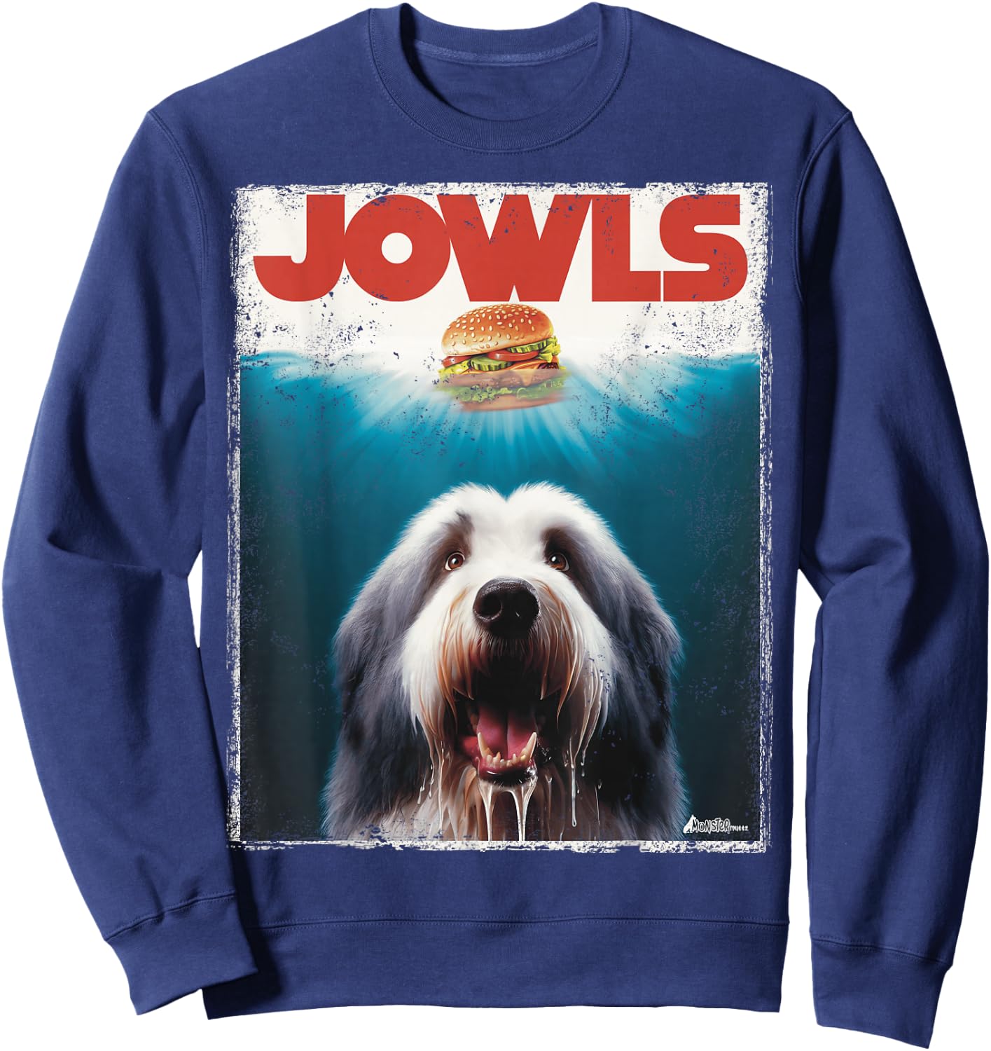 Jowls Old English Sheepdog, Paws Drooling, Dog Mom Top, Dad Men Women Kids Sweatshirt - Sweatshirt | Navy