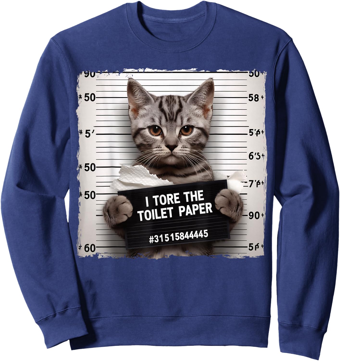 Cute Cat Mugshot Humorous Cat for Cats Lover Cat Mom Cat Dad Sweatshirt - Sweatshirt | Navy