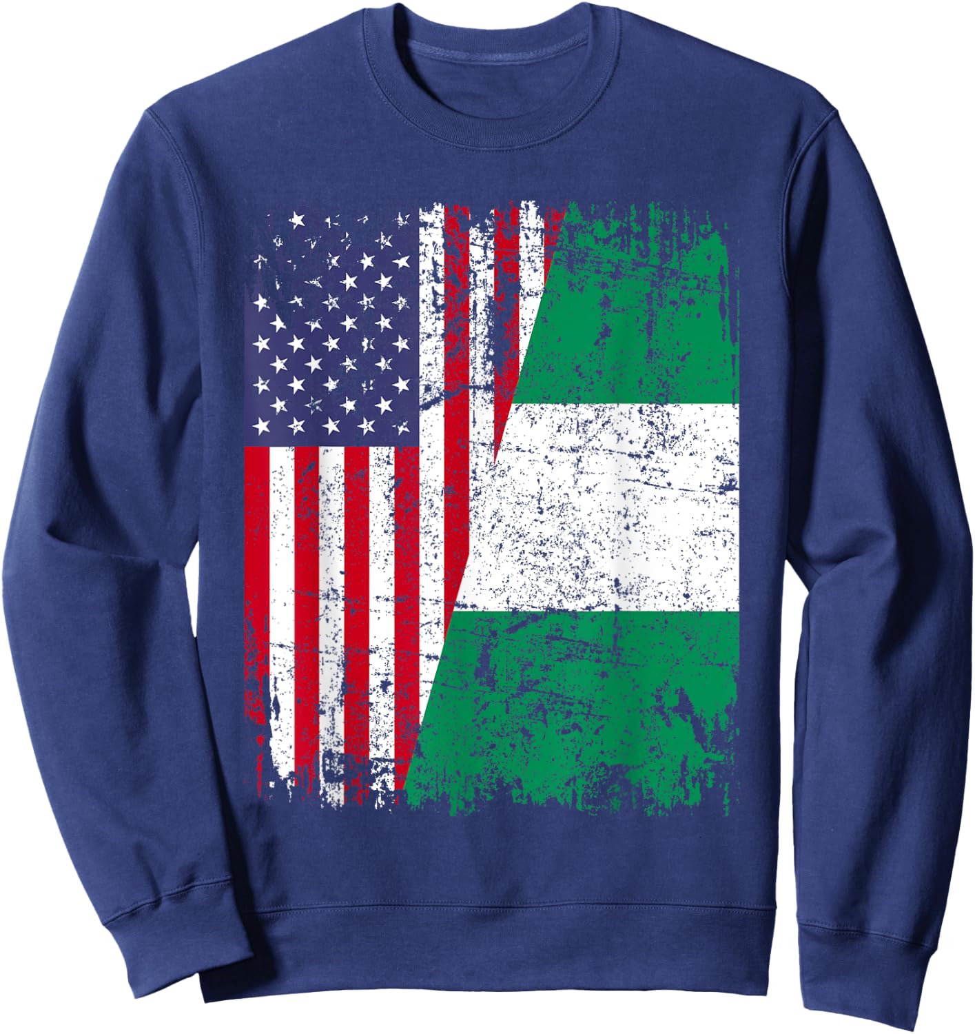 NIGERIAN ROOTS | Half American Flag | NIGERIA Sweatshirt - Sweatshirt | Navy
